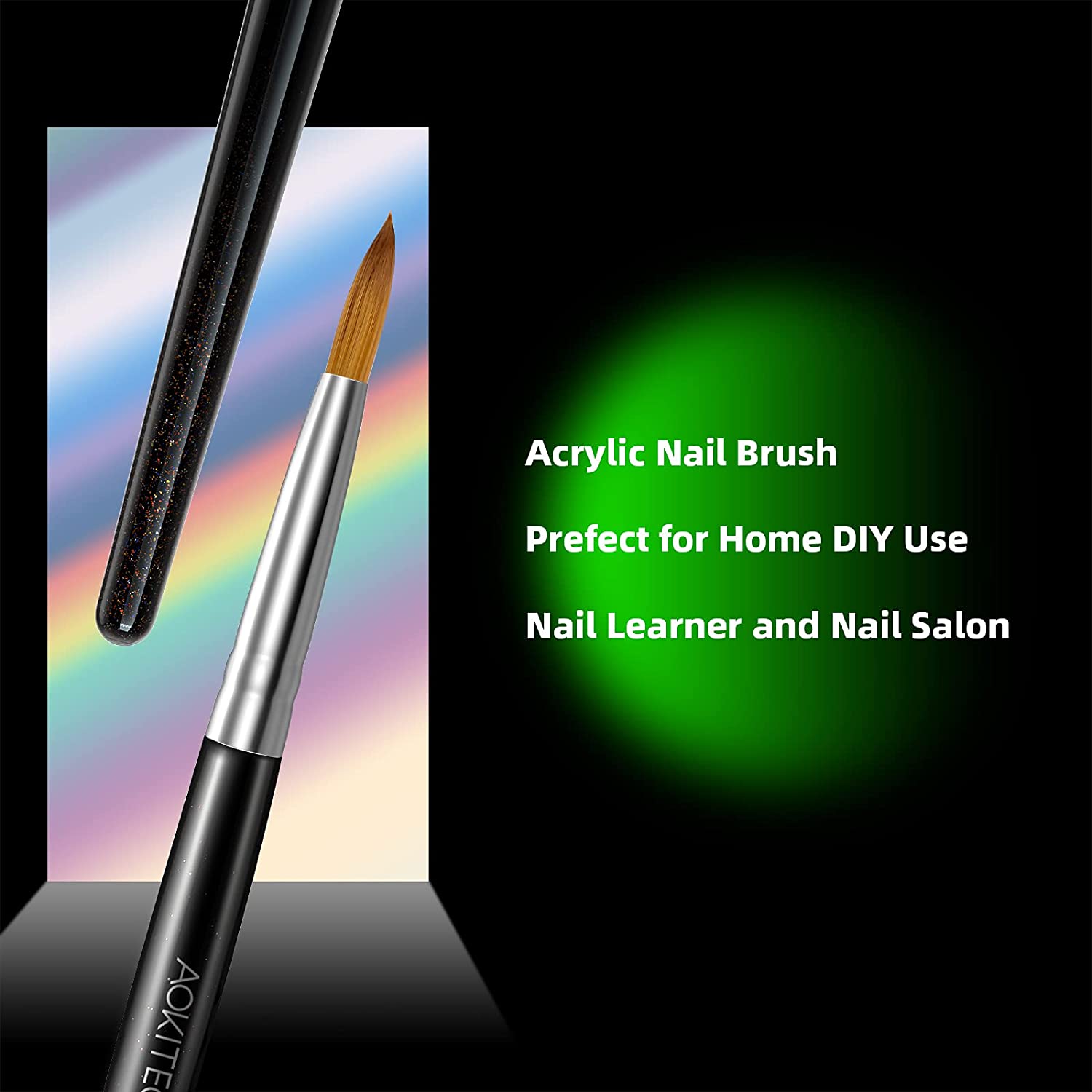 Aokitec Kolinsky Acrylic Nail Brush for Acrylic Powder, #14 Nail Art Brush for Acrylic Application, 