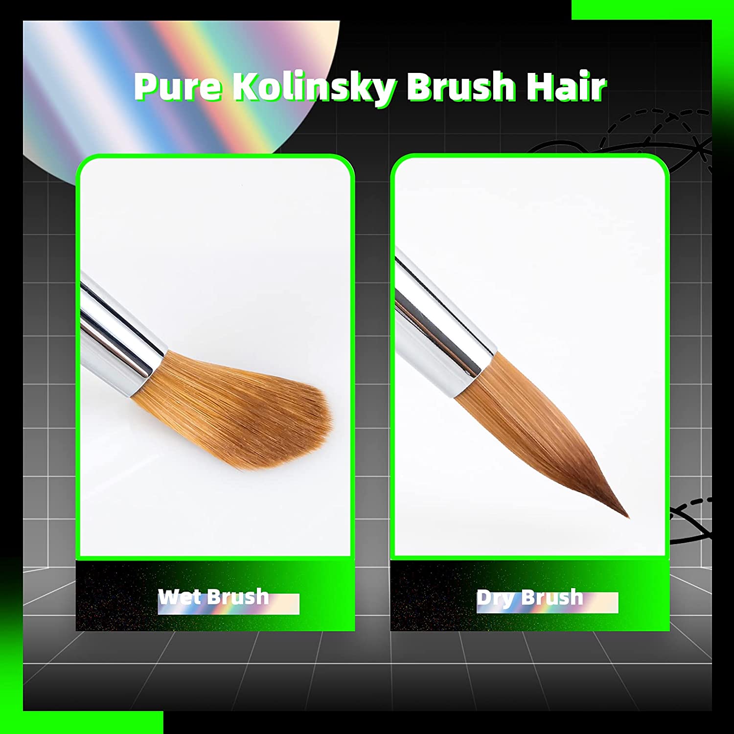 Aokitec Kolinsky Acrylic Nail Brush for Acrylic Powder, #14 Nail Art Brush for Acrylic Application, 