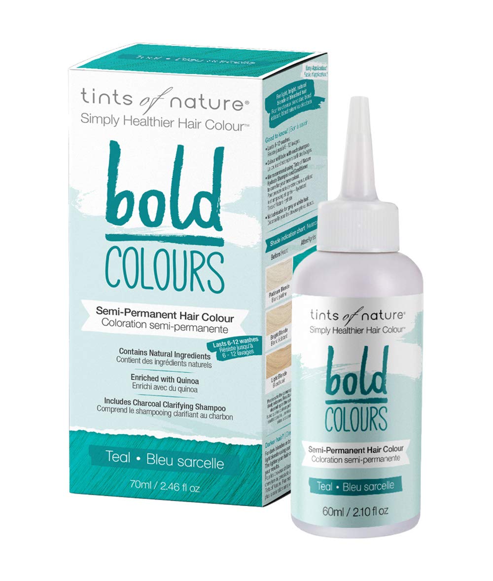 Tints of Nature Teal Bold Colour Semi-Permanent Hair Dye Strengthening and Hydrating - Single Pack