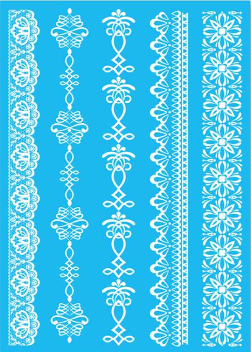 Sttiafay White Lace Temporary Tattoo Thigh Arm Fake Tattoo Art Stickers Lace Body Transfer Tattoo Wa