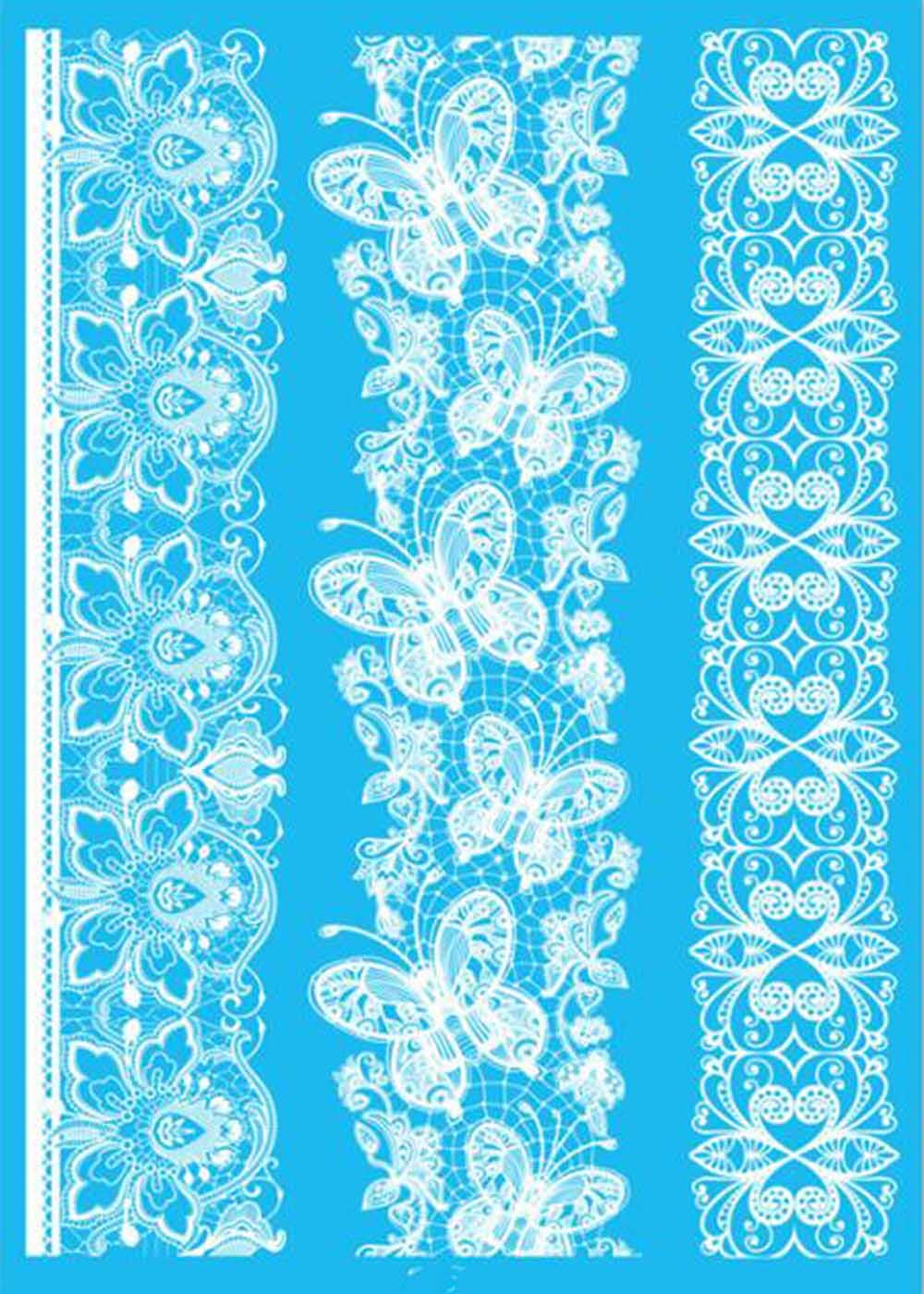 Sttiafay White Lace Temporary Tattoo Thigh Arm Fake Tattoo Art Stickers Lace Body Transfer Tattoo Wa