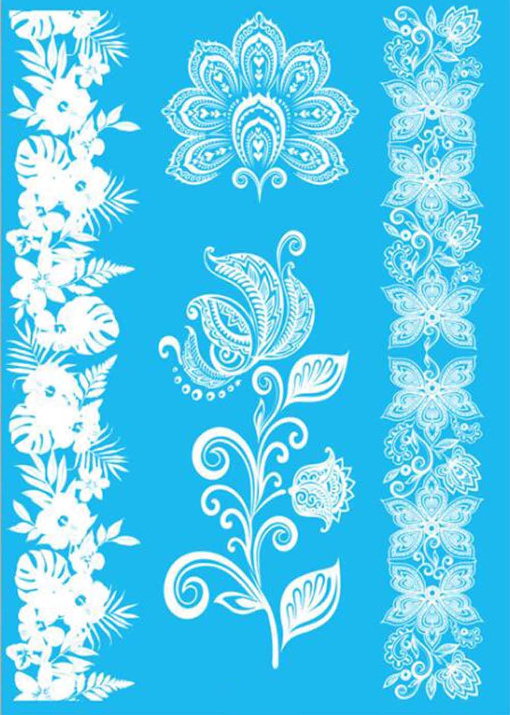 Sttiafay White Lace Temporary Tattoo Thigh Arm Fake Tattoo Art Stickers Lace Body Transfer Tattoo Wa