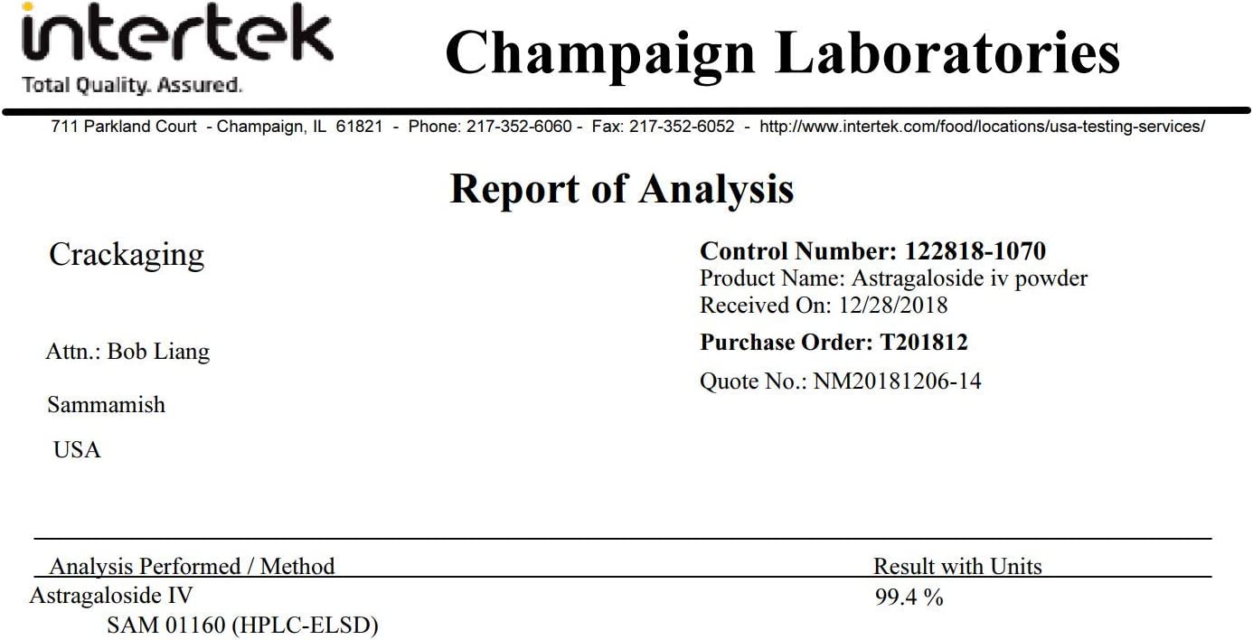 Super-Absorption Astragaloside IV 98% -Telomere Supplement 50mg 30 Caps