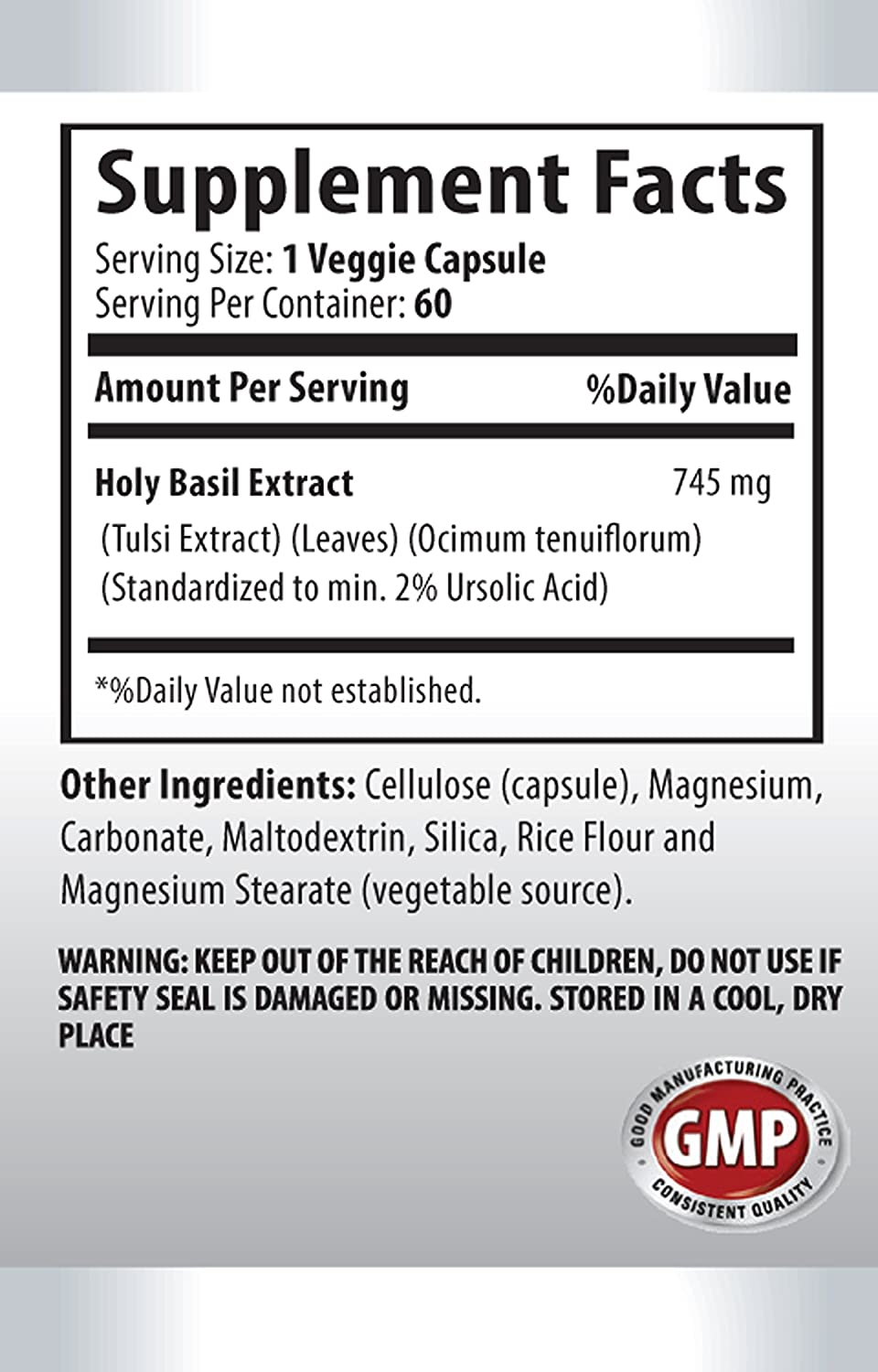 Antioxidant Pills - HOLY Basil Extract (Dietary Supplement) - Holy Basil Extract Powder - 2 Bottles 