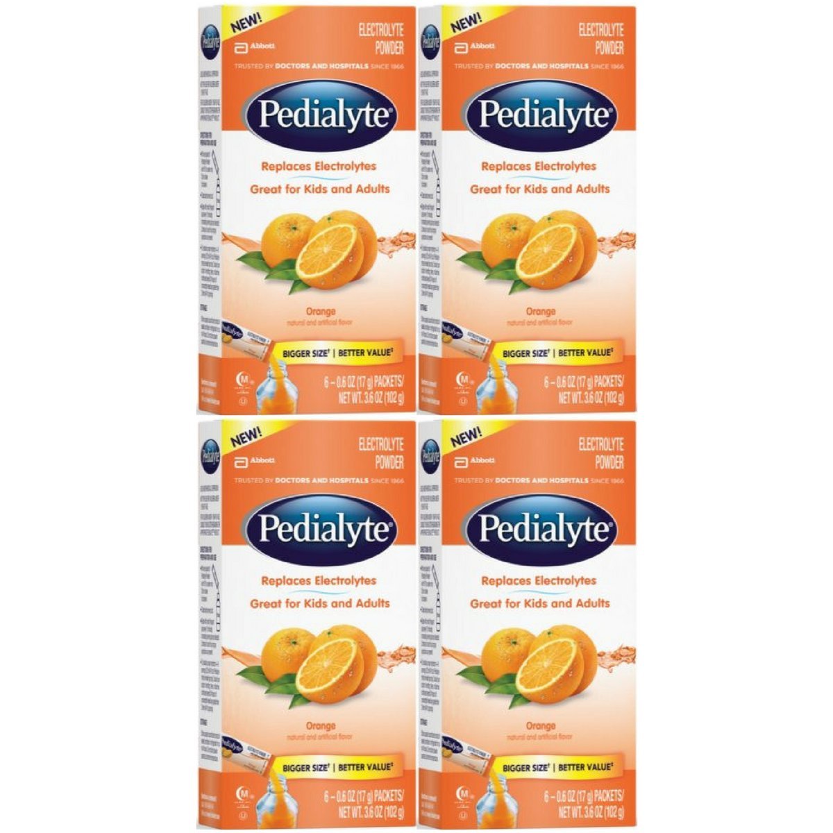 Pedialyte Electrolyte Powder, Electrolyte Drink, Orange, Powder Sticks, 6 Pcs of 0.6 Oz Packets (Pac