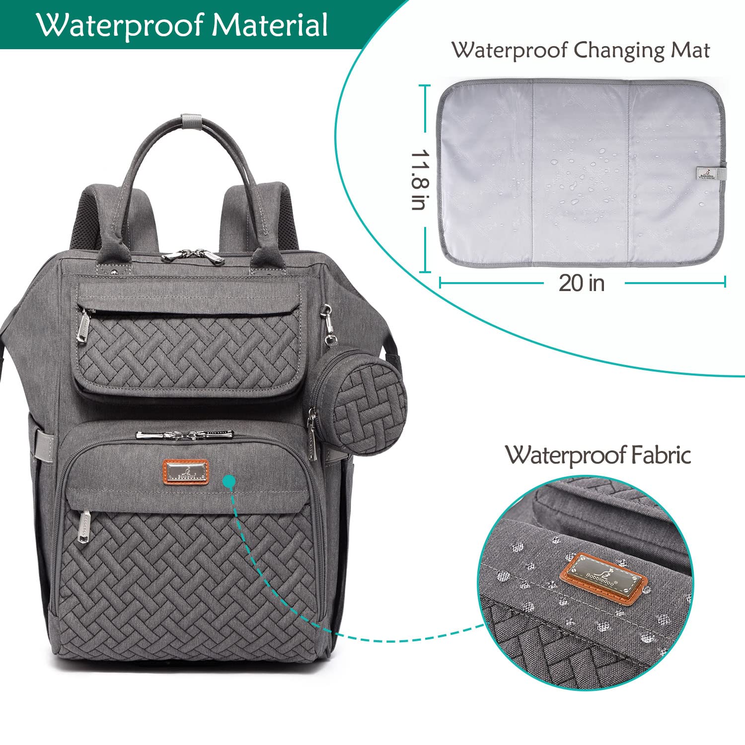 Diaper Bag Backpack, BabbleRoo Multifunction Large Baby Bags with Changing Pad & Stroller Straps & P