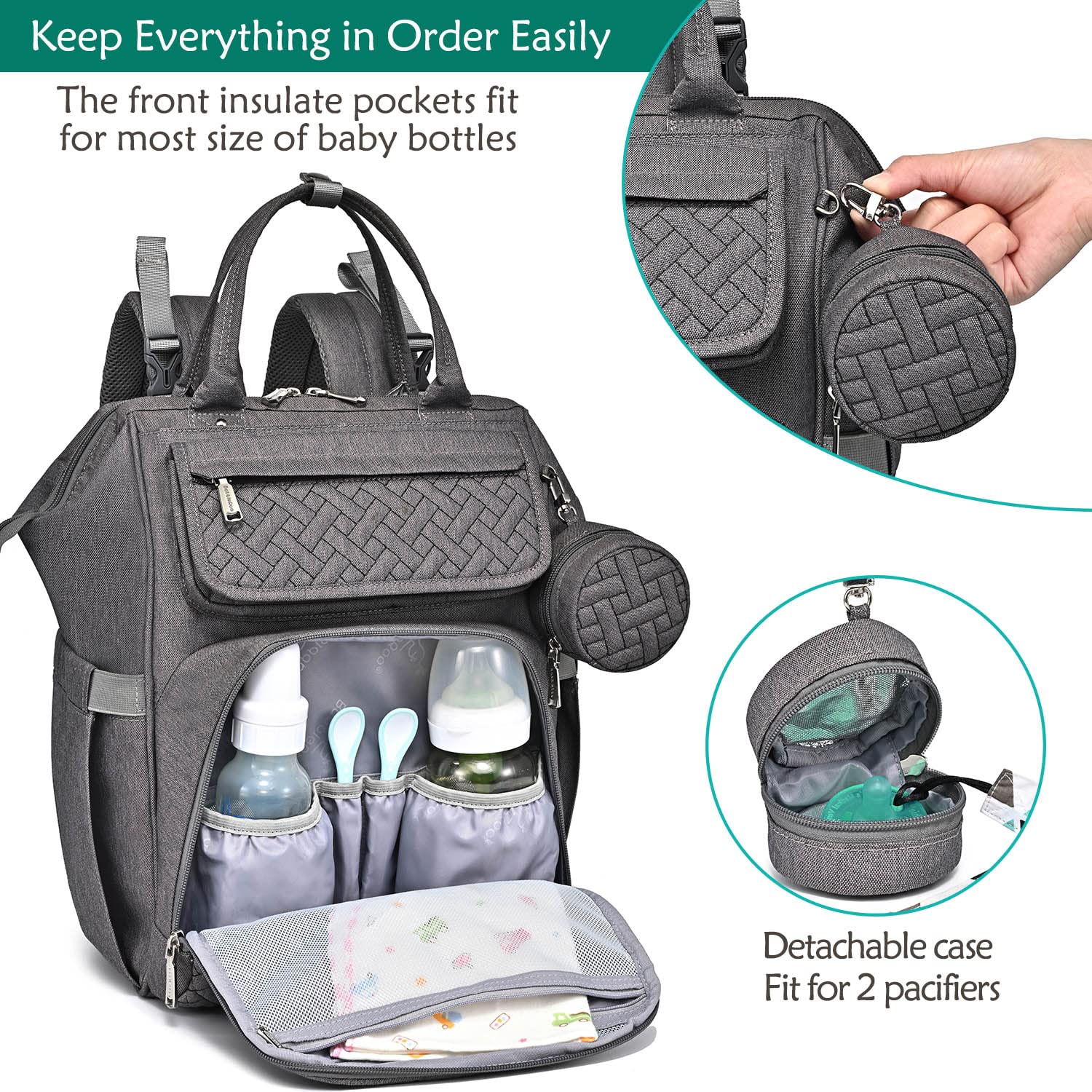 Diaper Bag Backpack, BabbleRoo Multifunction Large Baby Bags with Changing Pad & Stroller Straps & P