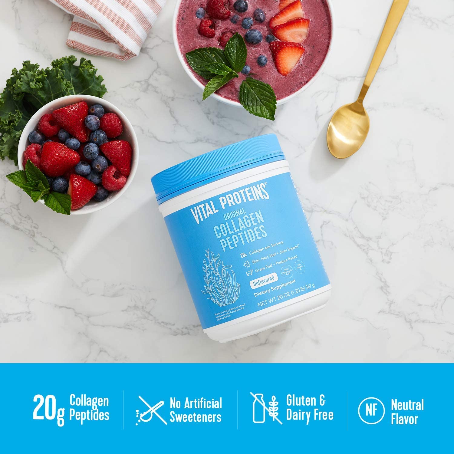 Vital Proteins Collagen Peptides Powder 20oz + Marine Collagen Peptides Powder