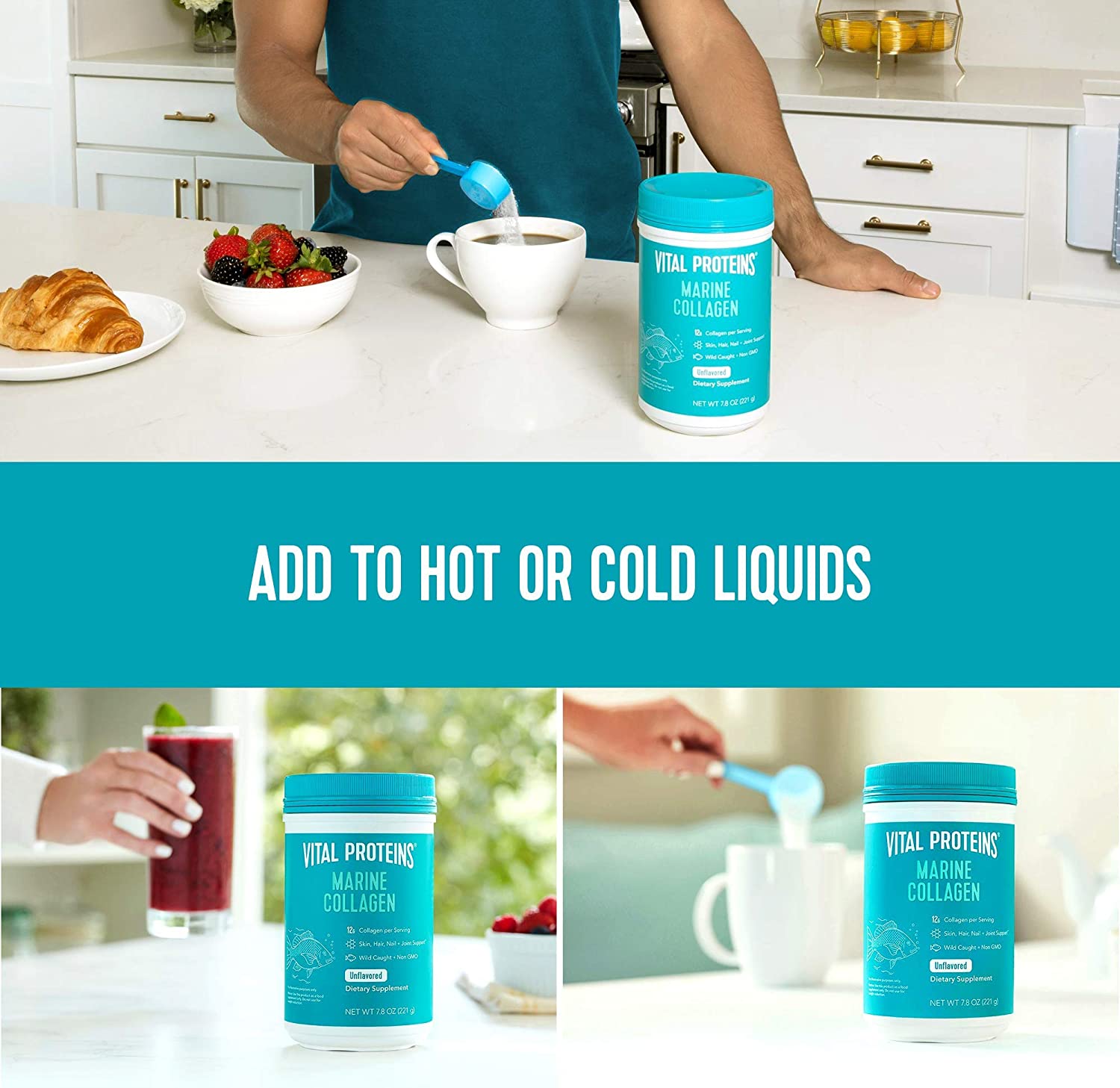 Vital Proteins Collagen Peptides Powder 20oz + Marine Collagen Peptides Powder