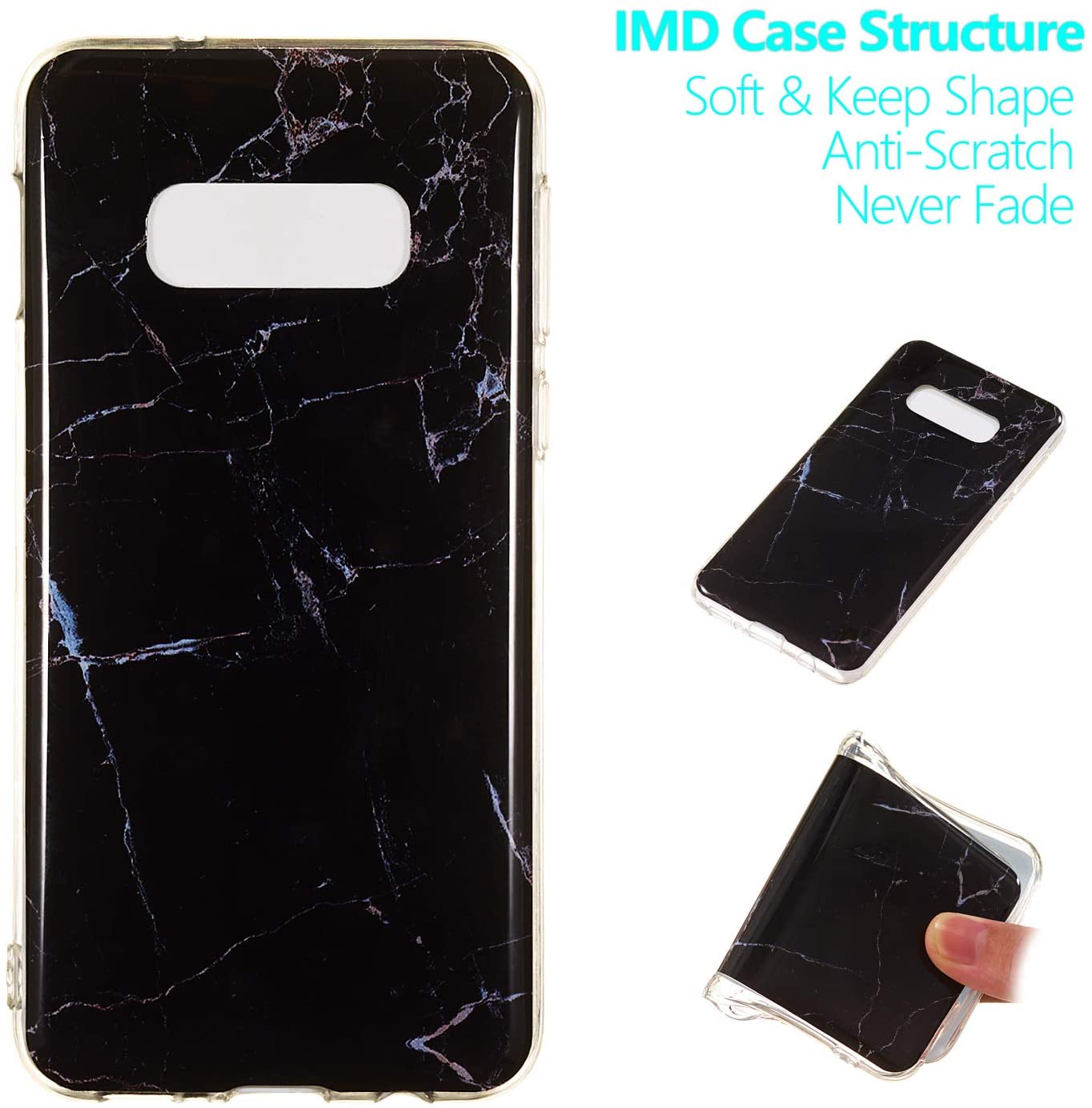 Amocase Marble Case with 2 in 1 Stylus for Samsung Galaxy S10E,Glossy Soft Rubber Silicone TPU Shock
