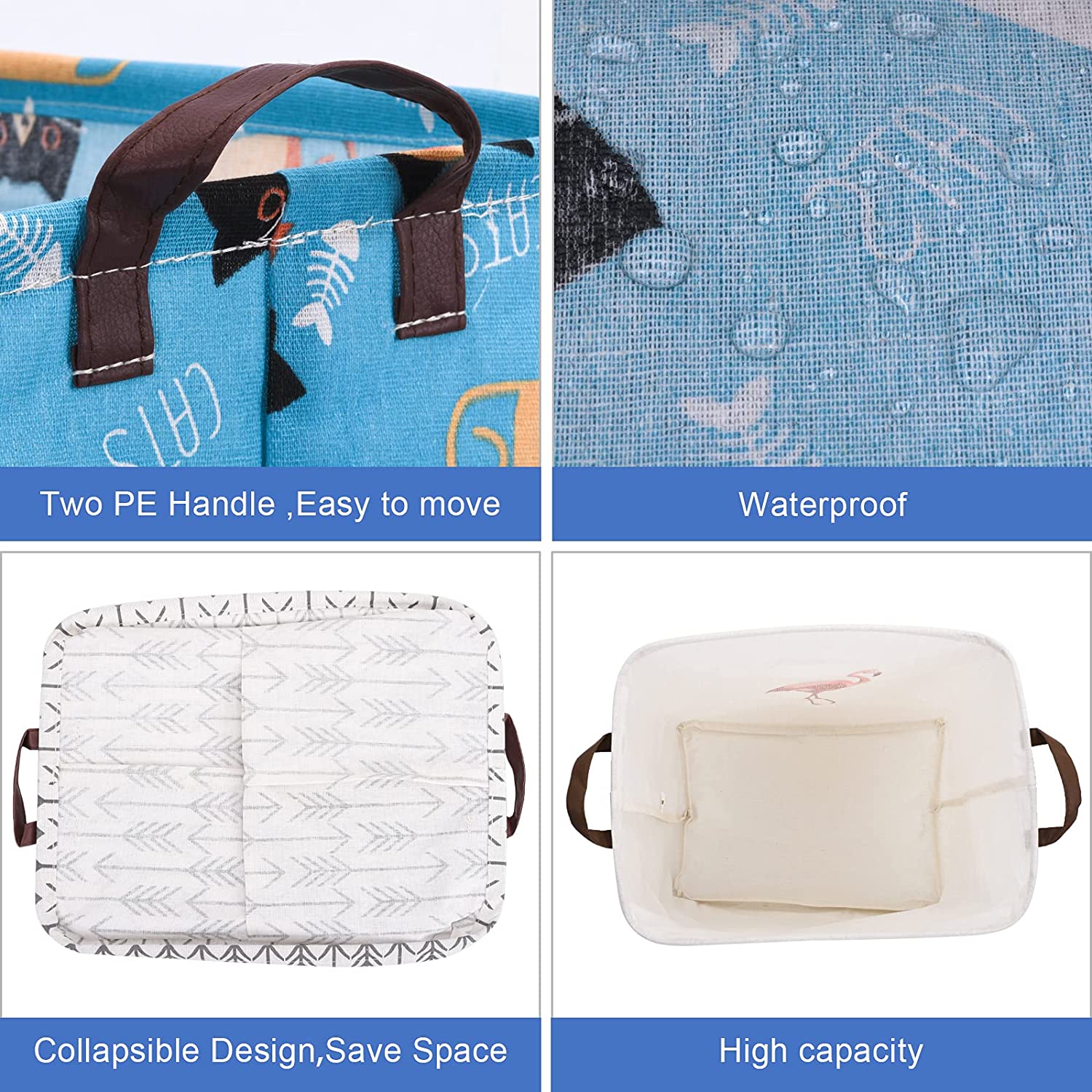 Seebel Large Rectangle Storage Basket Cute Canvas Organizer Bin for Pet/Children Toys,Books,Clothes 