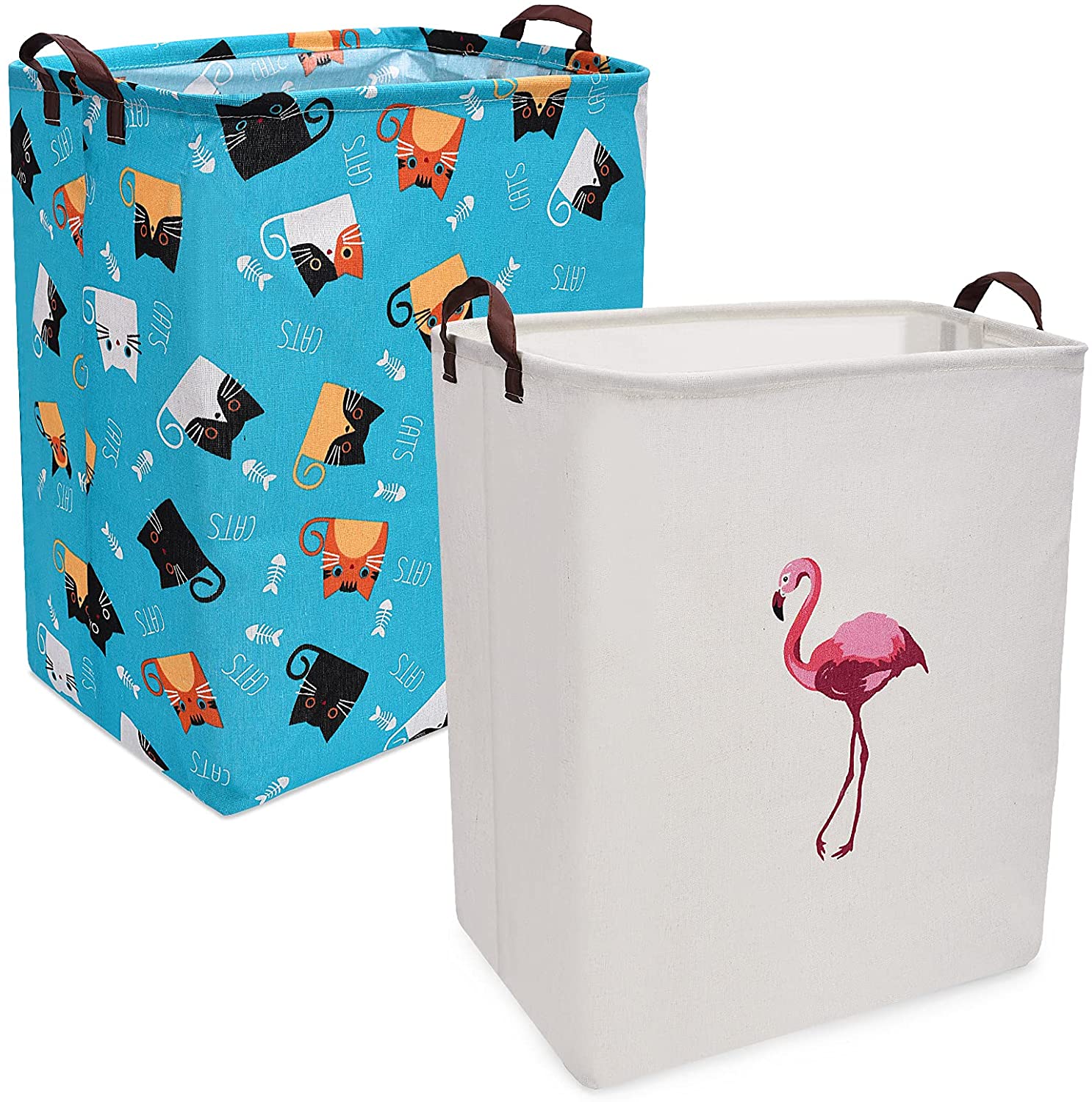 Seebel Large Rectangle Storage Basket Cute Canvas Organizer Bin for Pet/Children Toys,Books,Clothes 