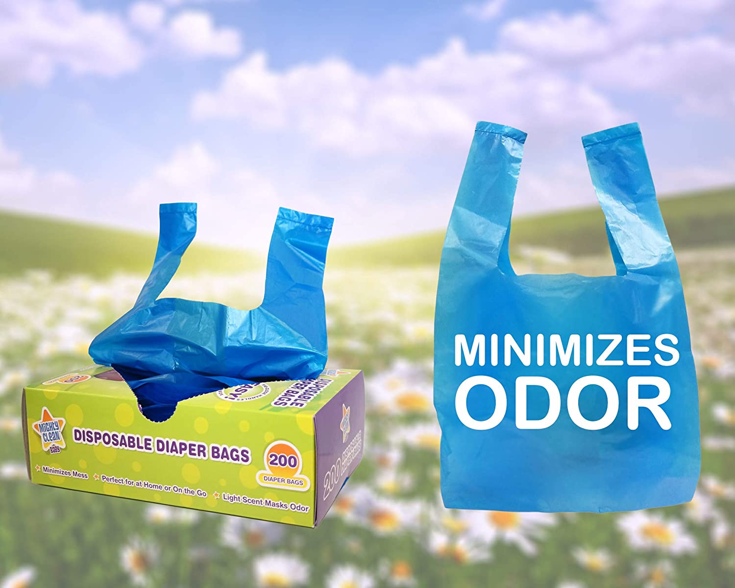 Mighty Clean Baby Disposable Diaper Bags with Light Powder Scent (200 Bags)