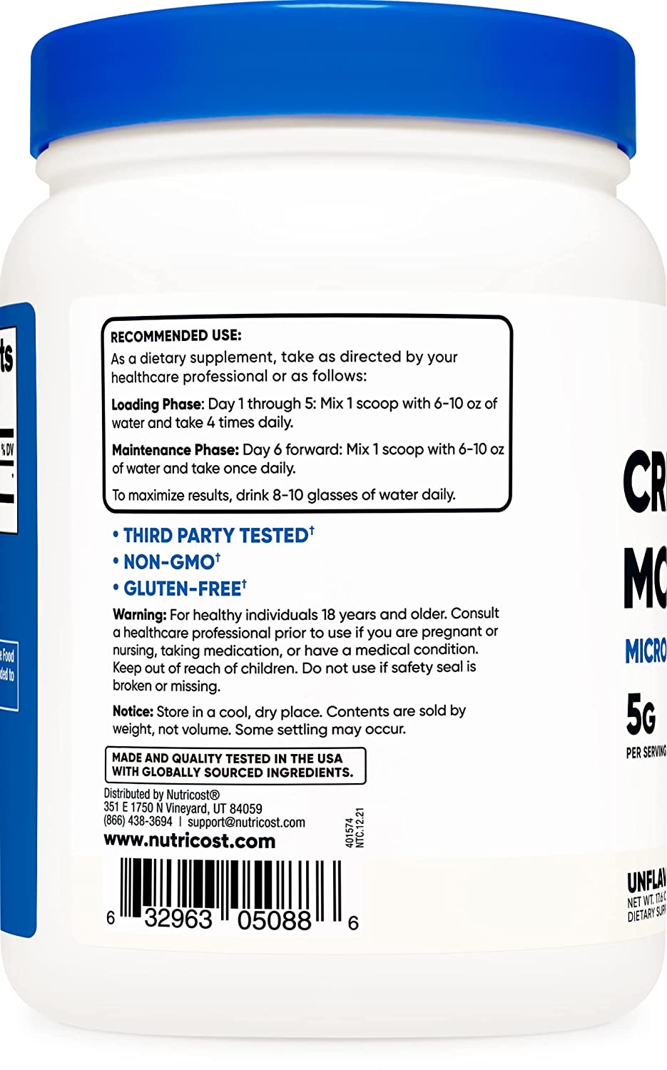 Nutricost Creatine Monohydrate Micronized Powder 500G, 5000mg Per Serv (5g) - Micronized Creatine Mo