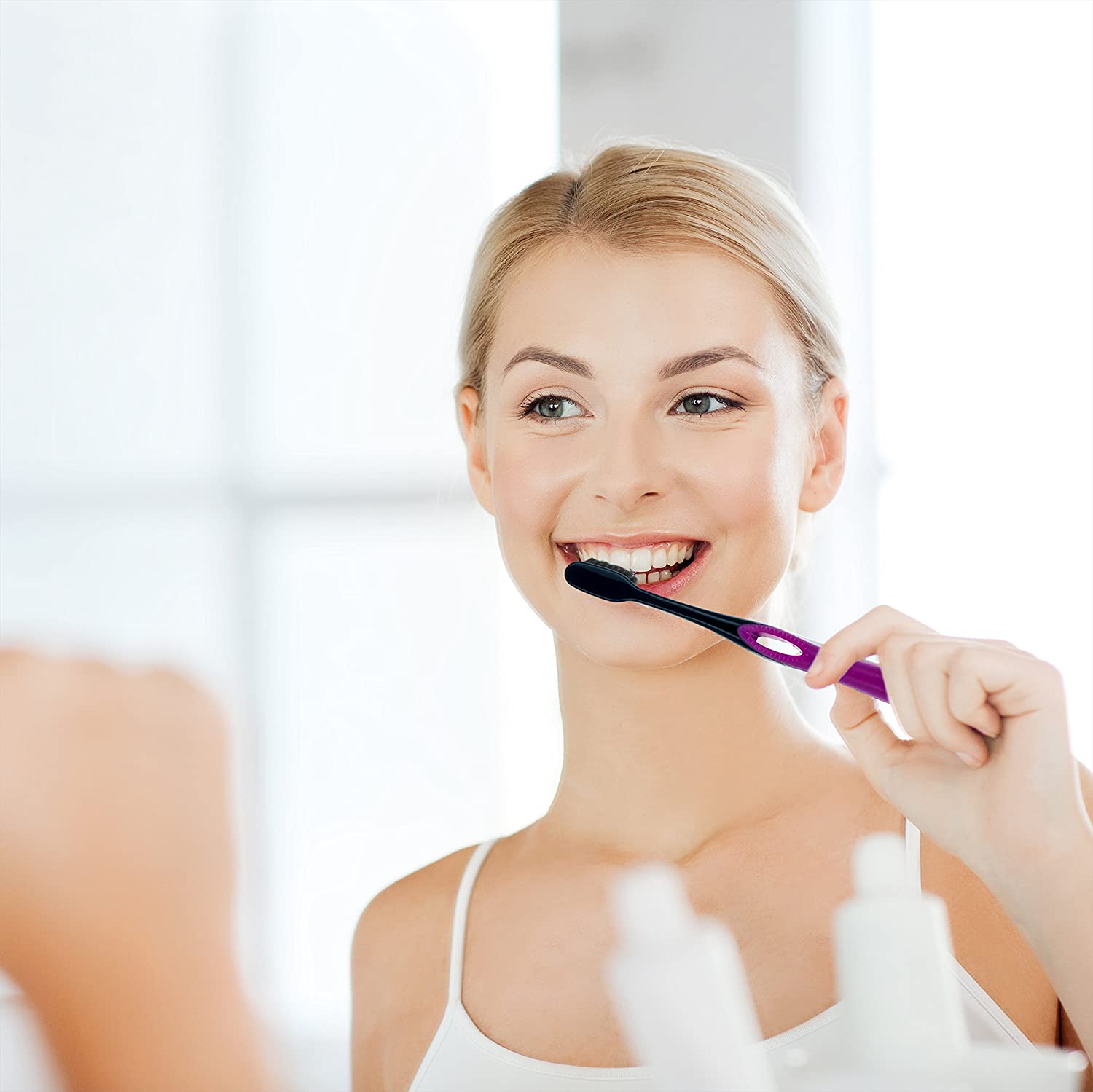 Activated Charcoal Bristle Toothbrush - Xtreme (Extreme) Soft, Ultrafine, Tapered bristles, Compact 