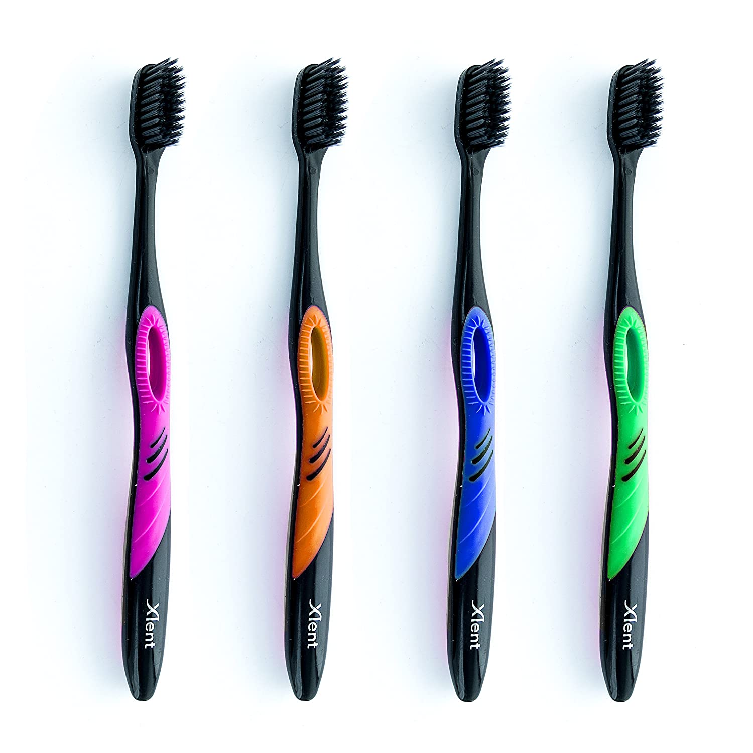 Activated Charcoal Bristle Toothbrush - Xtreme (Extreme) Soft, Ultrafine, Tapered bristles, Compact 