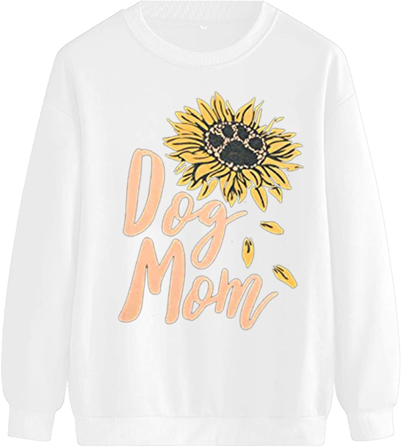 Dosoop Women Dog Mom Shirt Funny Pullover Sweatshirt Dog Paw Print Casual Long Sleeve T Shirt Blouse
