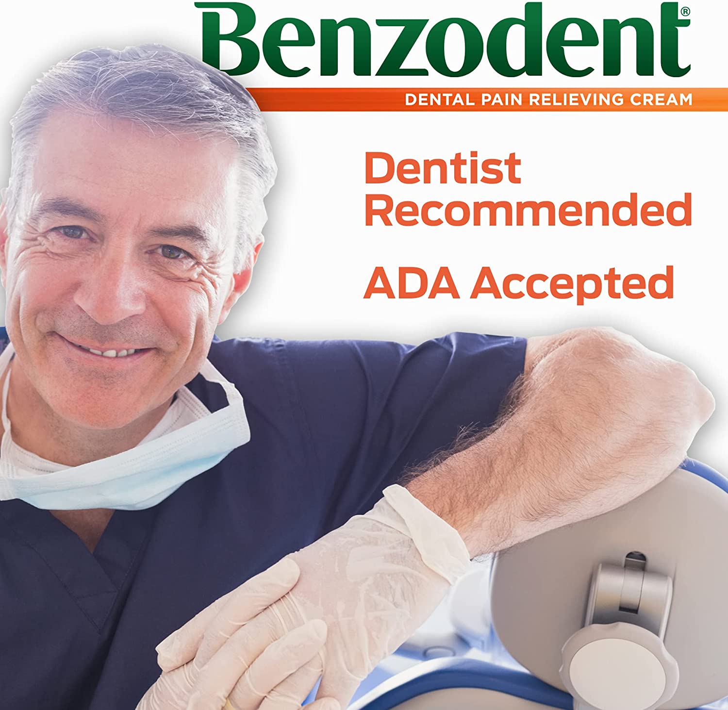 Benzodent Dental Pain Relieving Cream Topical Anesthetic, 1 Ounce Tube