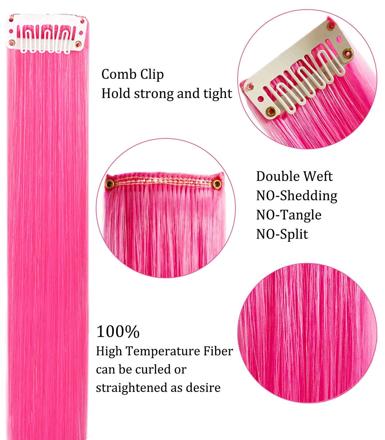 SARARHY Light Pink Light Purple Fashion Hair Accessories Clip in/On Wig Pieces for Amercian Girls an