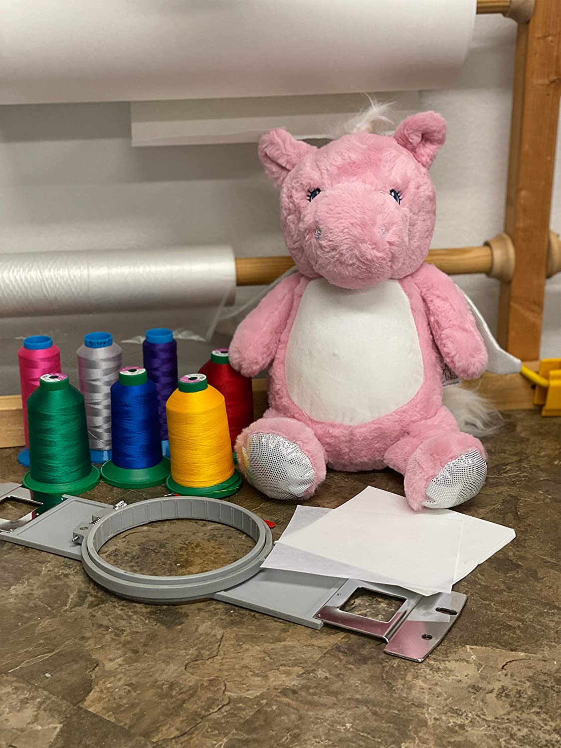 HARD EDGE DESIGN Personalized Stuffed Pink Pegasus, Embroidered for Child's First Halloween