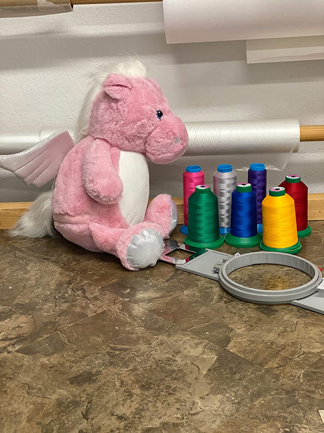 HARD EDGE DESIGN Personalized Stuffed Pink Pegasus, Embroidered for Child's First Halloween