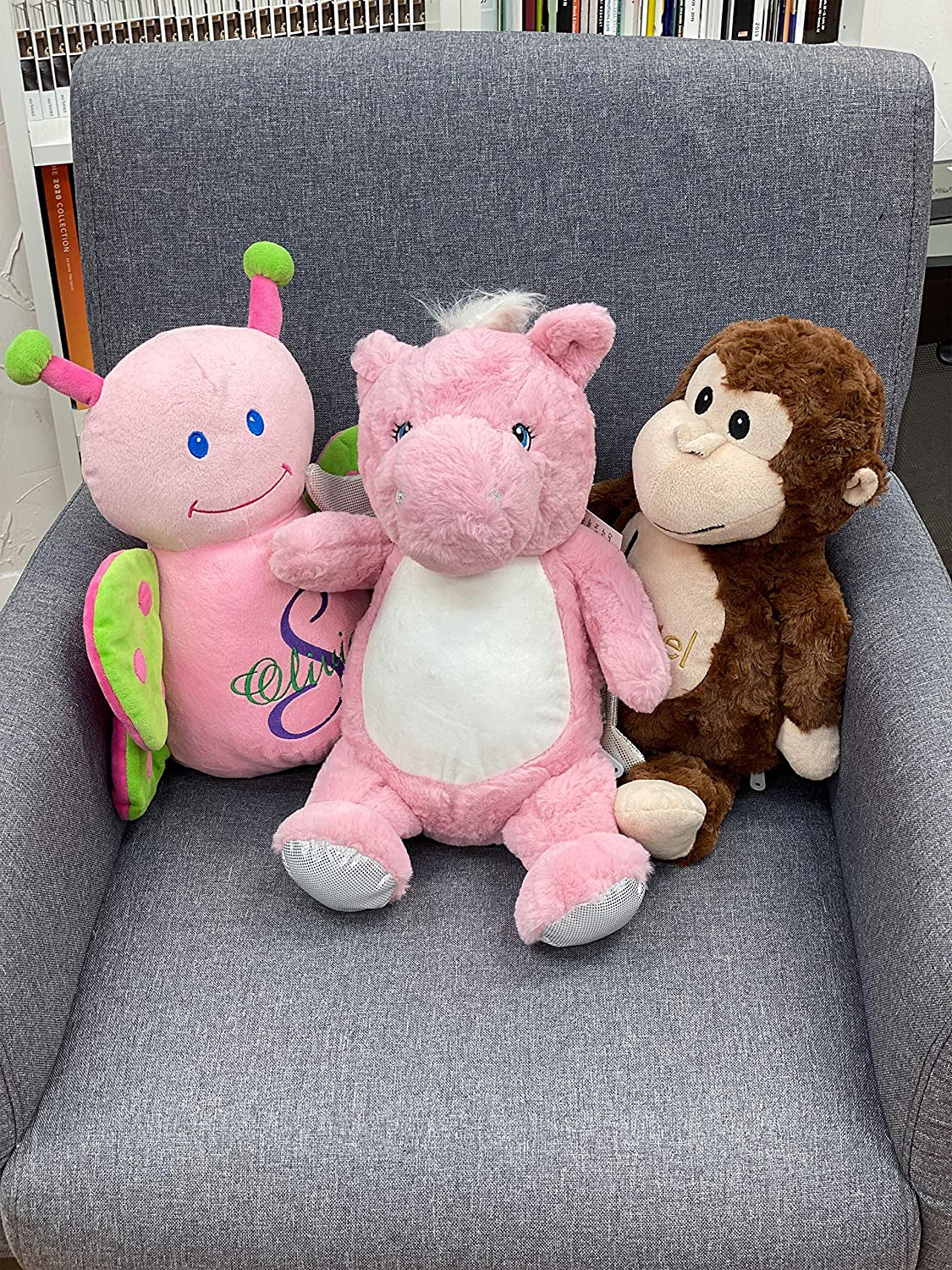HARD EDGE DESIGN Personalized Stuffed Pink Pegasus, Embroidered for Child's First Halloween