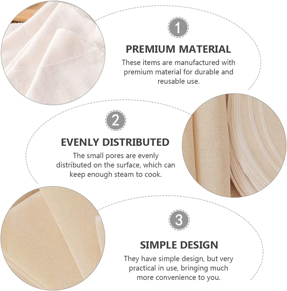 DOITOOL 30pcs Reusable Natural Pure Cotton Bamboo Steamer Baking Cloth Steamers Gauze Pad Steamer Ma