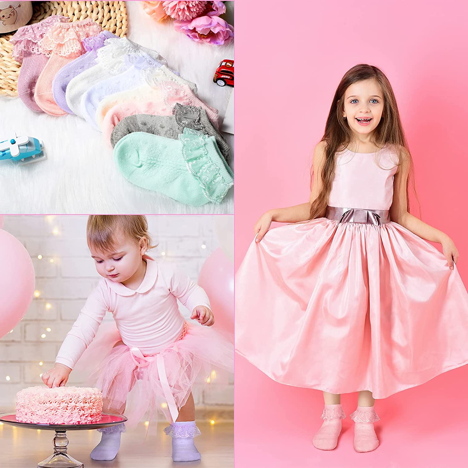 9 Pairs Toddler Lace Socks Baby Ruffles Ankle Socks Newborn Princess Lace Socks