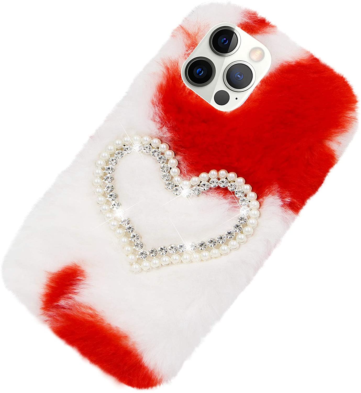 Herzzer Chic Winter Warm Plush Furry Cover for iPhone SE/iPhone 5/5s,Cute Color Block Rabbit Fluffy
