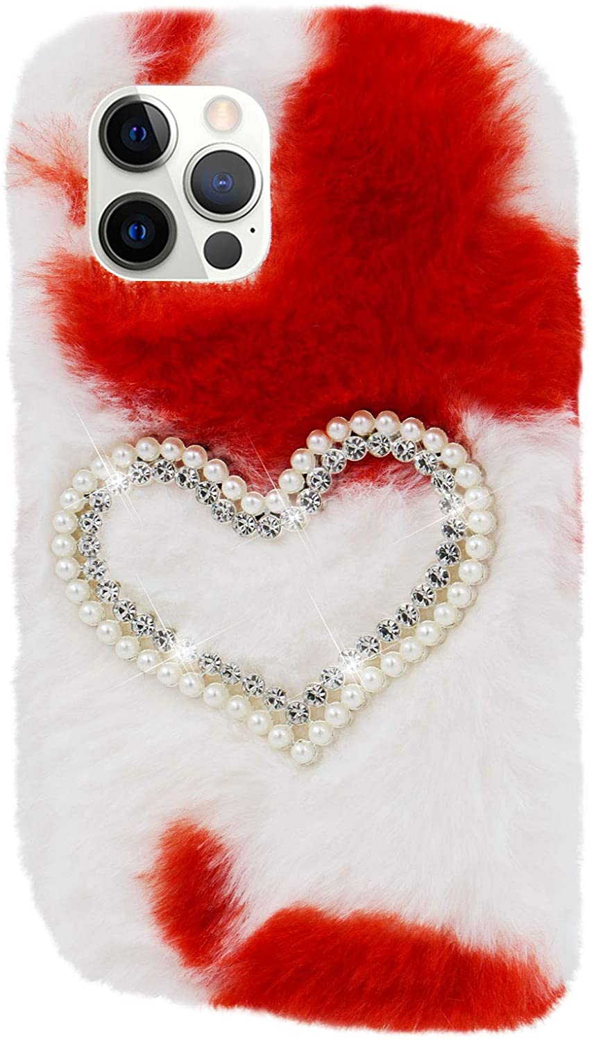 Herzzer Chic Winter Warm Plush Furry Cover for iPhone SE/iPhone 5/5s,Cute Color Block Rabbit Fluffy