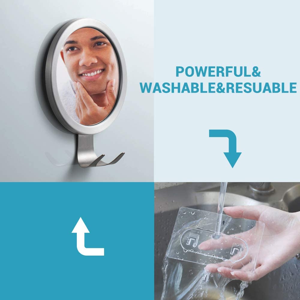 Fog Free Shower Mirror, LUXEAR Anti Fog Adhesive Round Shaving Mirror with Fogless Spray Razor Holde