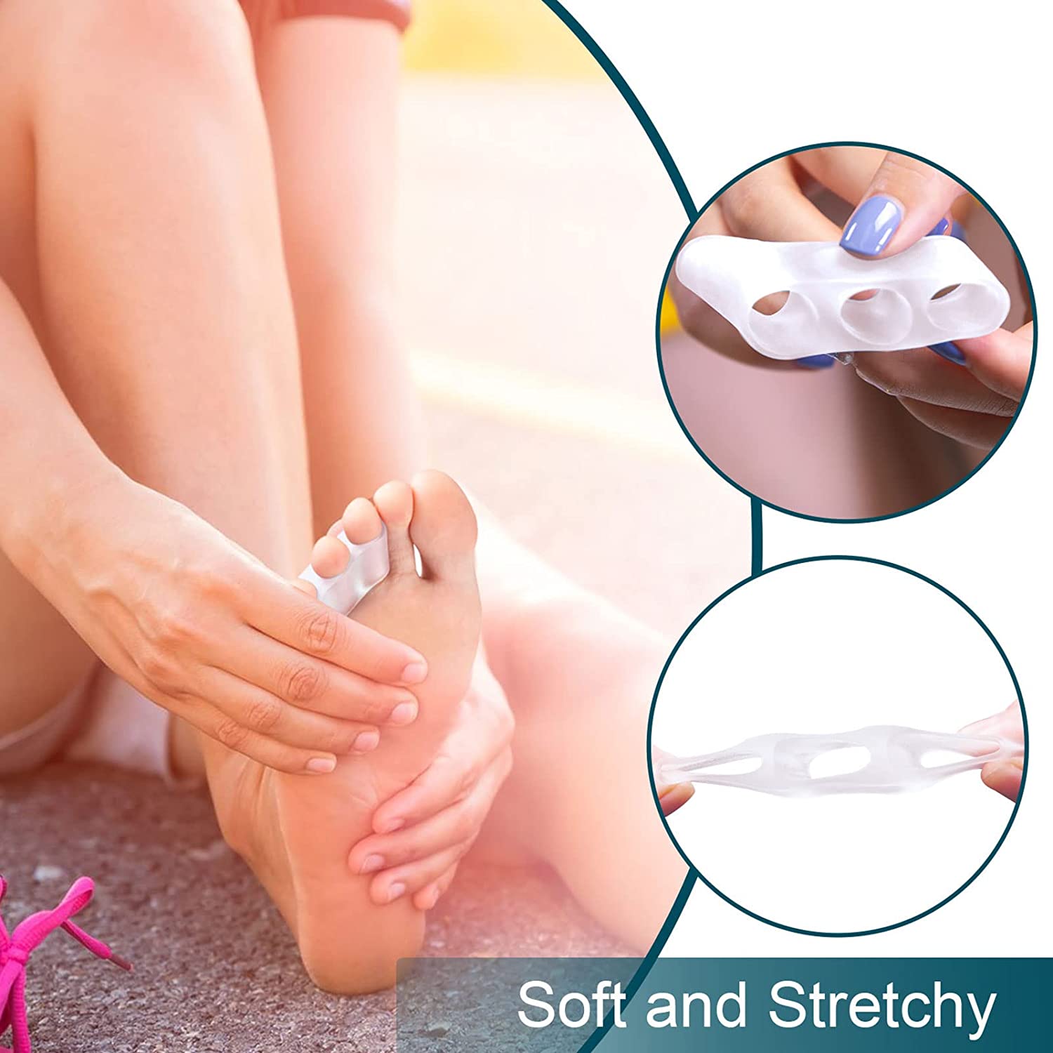 Toe Separator, Soft Silicone Toe Corrector for Women for Everyday Use
