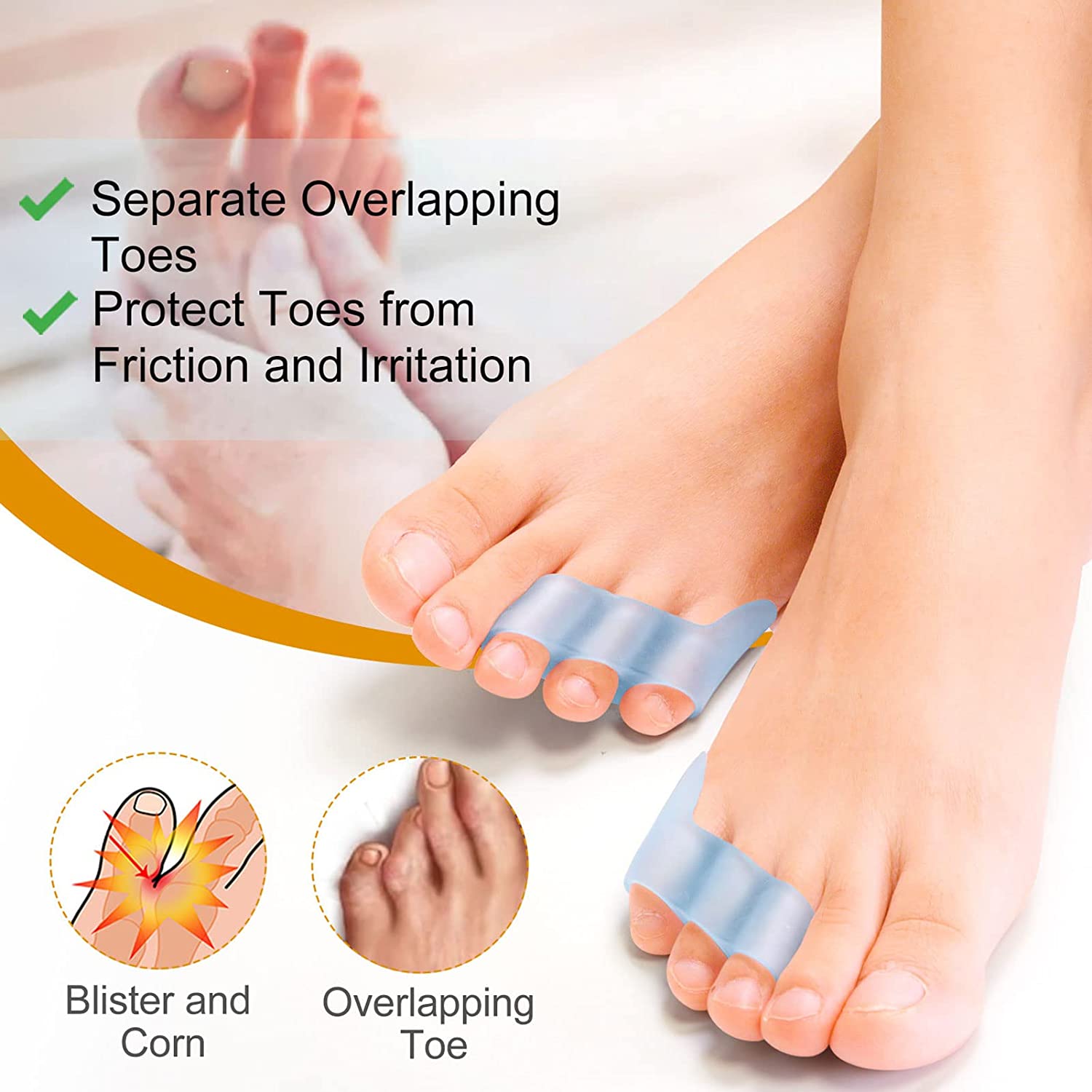 Toe Separator, Soft Silicone Toe Corrector for Women for Everyday Use