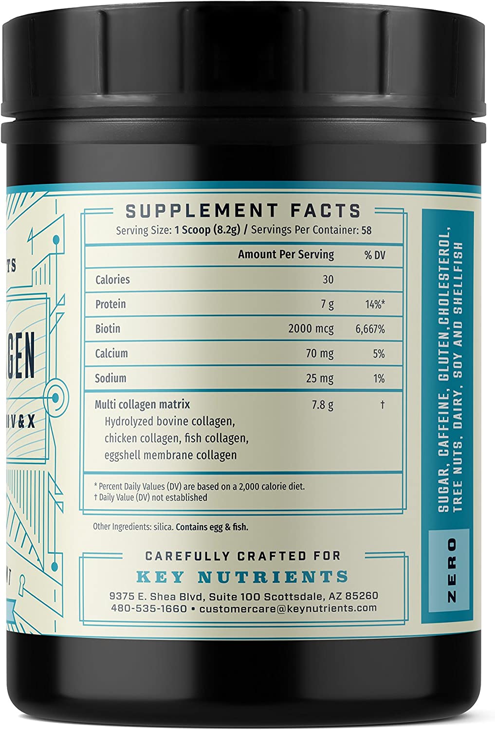 Multi Collagen Protein Powder, 58 Servings - Keto Drink Mix - Types I, II, III, V & X, Grass-Fed Bee