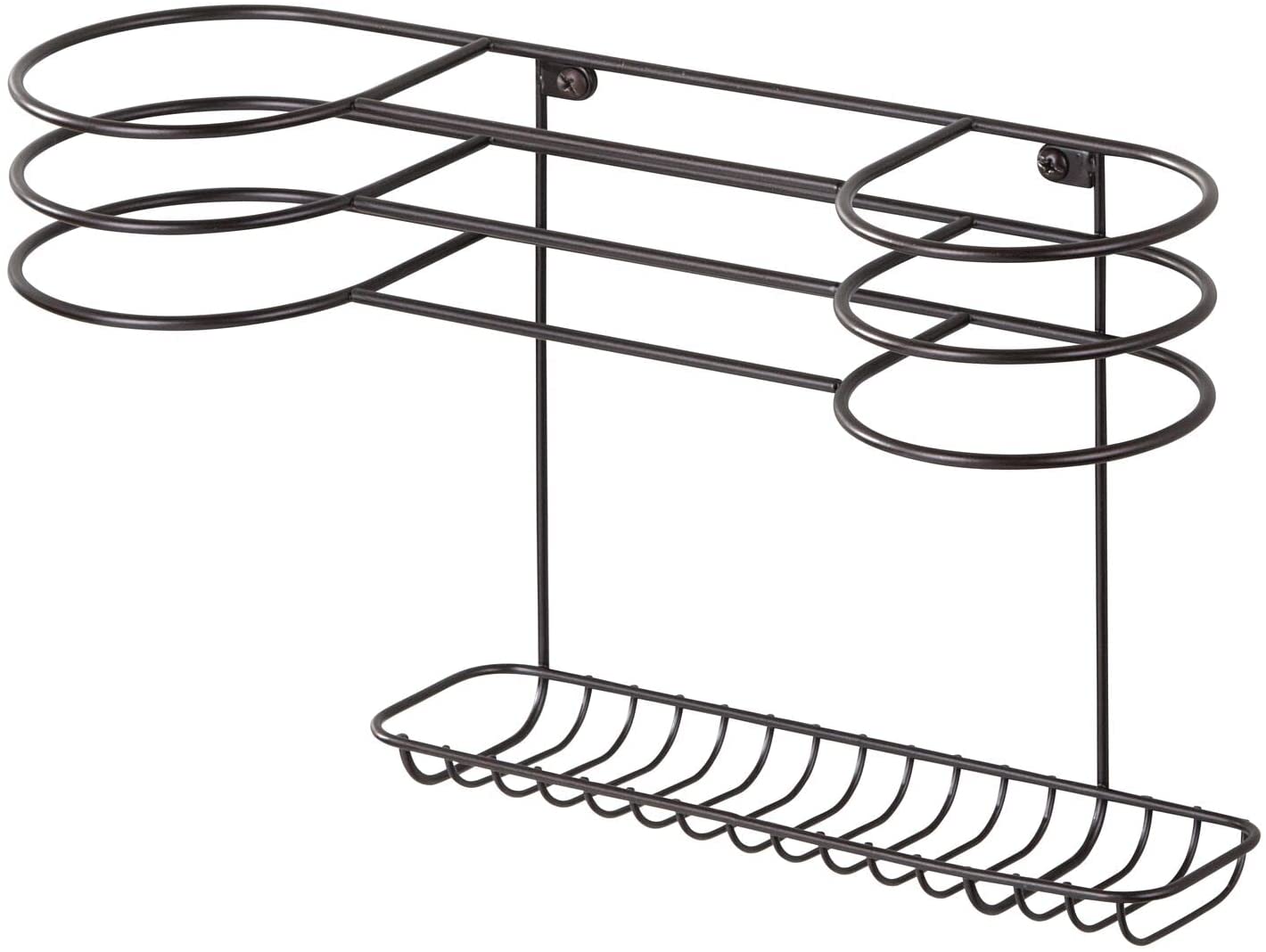 mDesign Bathroom Wall Mount Metal Hair Care & Styling Tool Organizer Storage Basket for Hair Dryer,