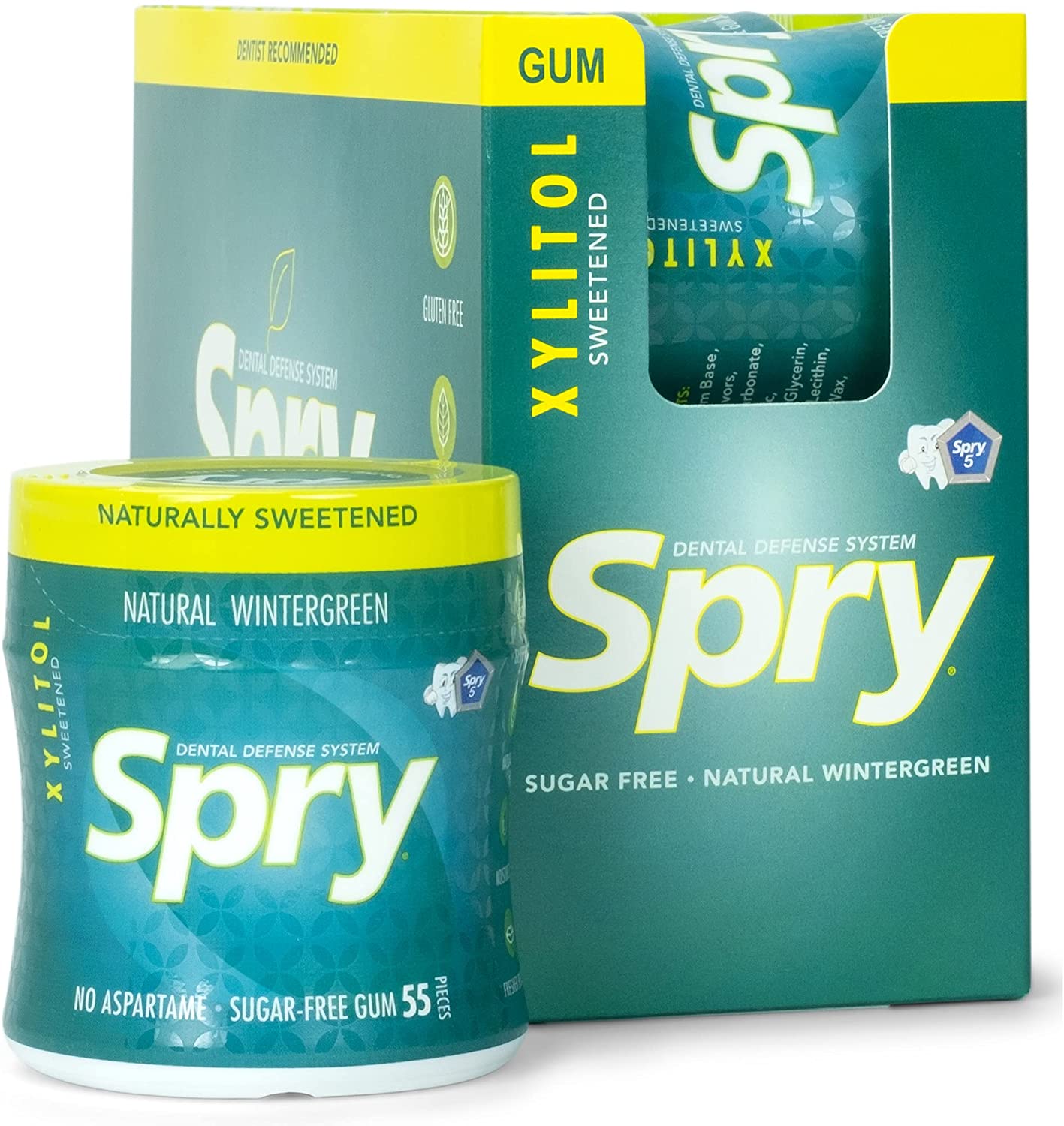 Spry Fresh Natural Xylitol Stronger Longer Chewing Gum Dental Defense System Aspartame-Free Sugar Fr
