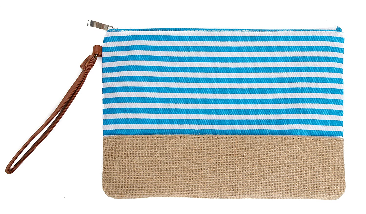 Cotton Canvas Two-Tone Cosmetic Bag Make Up Clutch Bag (10.5