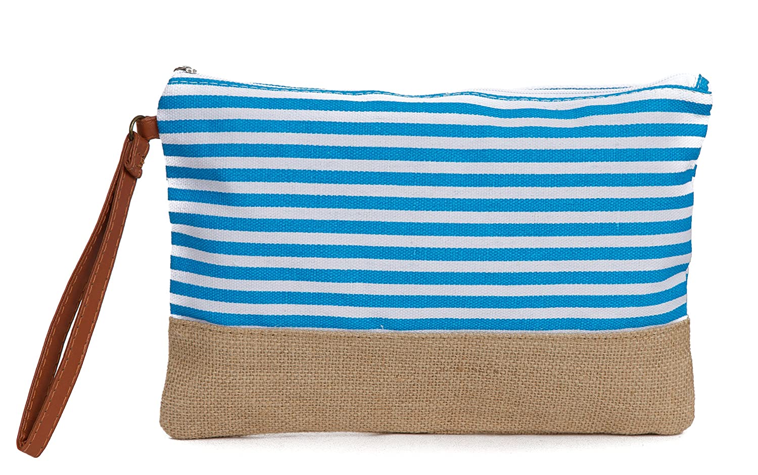 Cotton Canvas Two-Tone Cosmetic Bag Make Up Clutch Bag (10.5