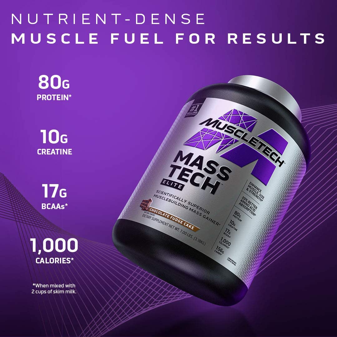Mass Gainer Protein Powder | MuscleTech Mass-Tech Elite Mass Gainer | Whey Protein Powder + Muscle B