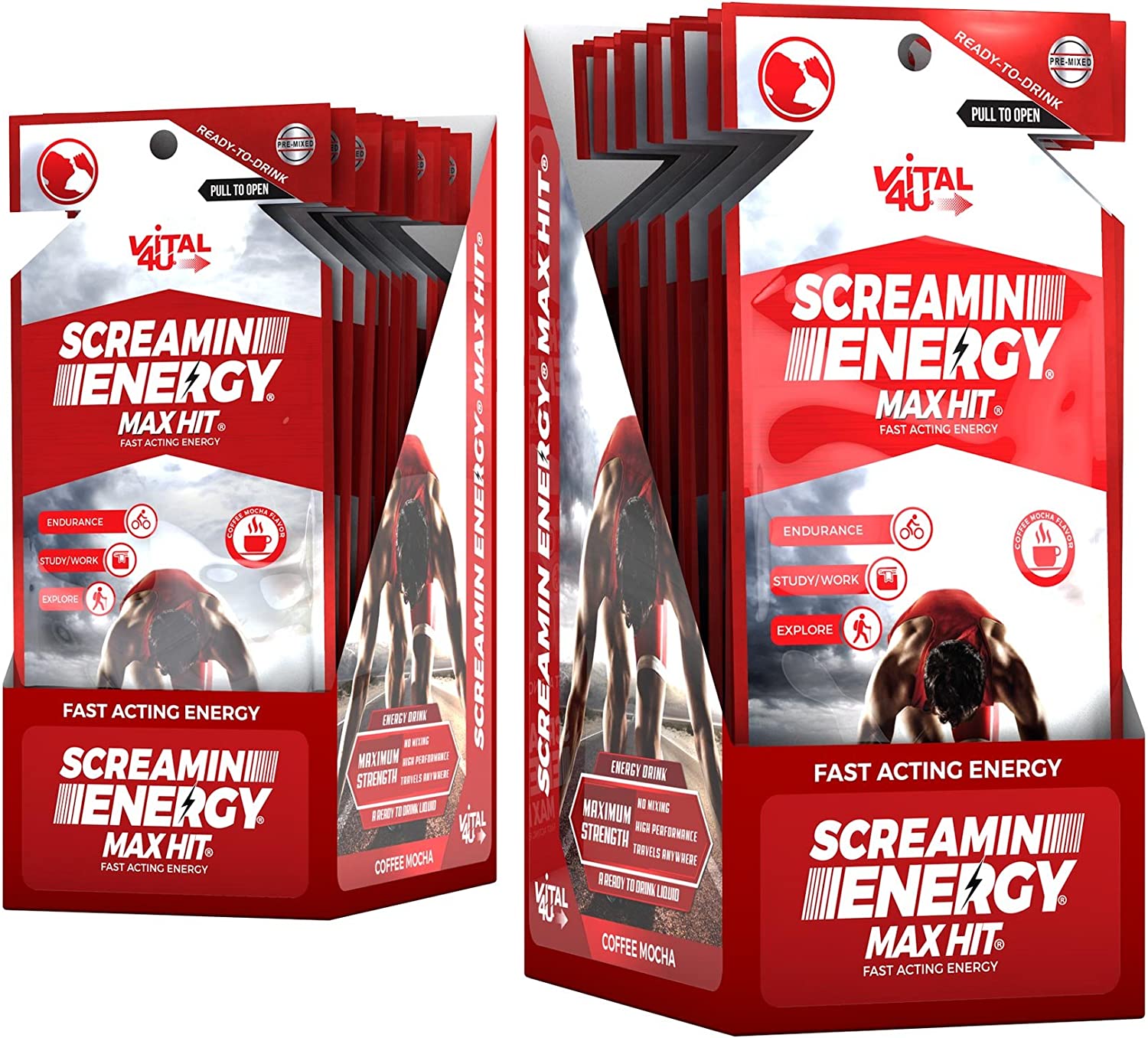 Screamin Energy Max Hit - Maximum Strength Energy Shot with Korean Panax Ginseng, Caffeine and B Vit