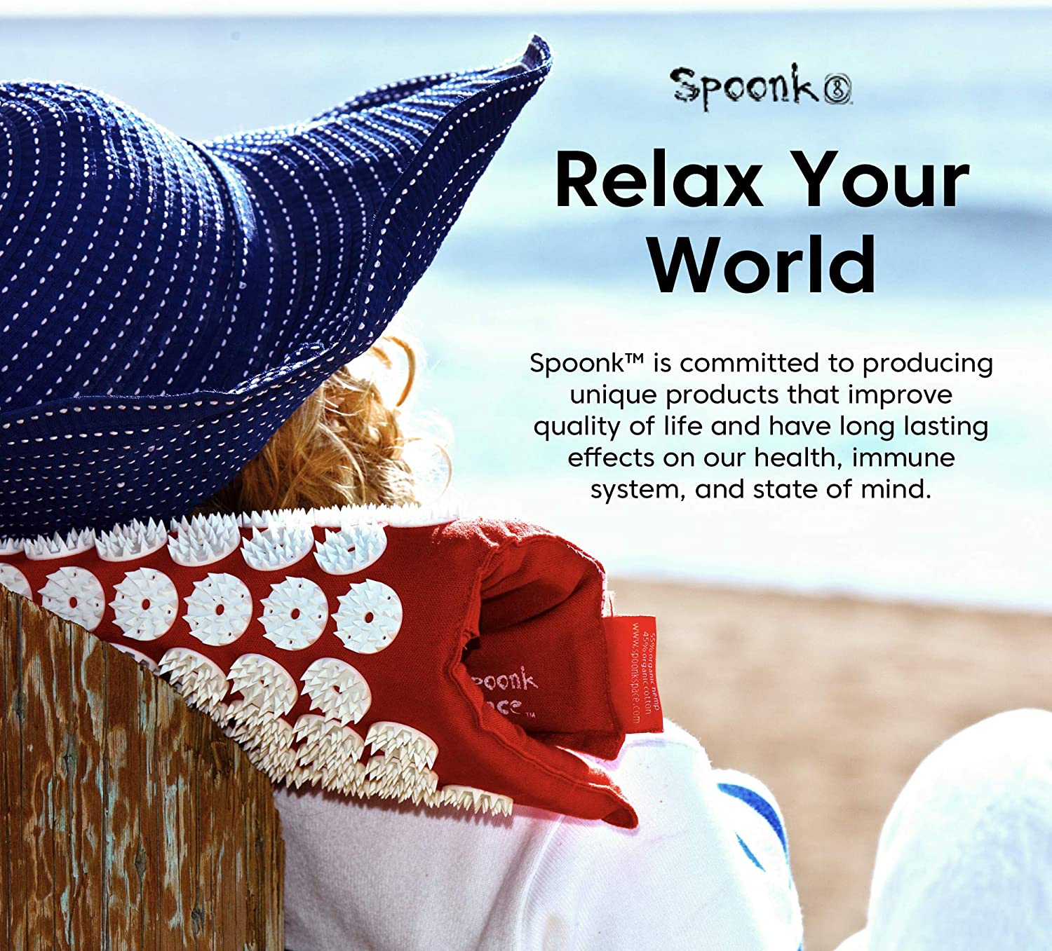 Spoonk Acupressure Eco Mat, Navy Blue - With Massage Ball, Travel Mat & Sling Bag - Back & Neck Mass