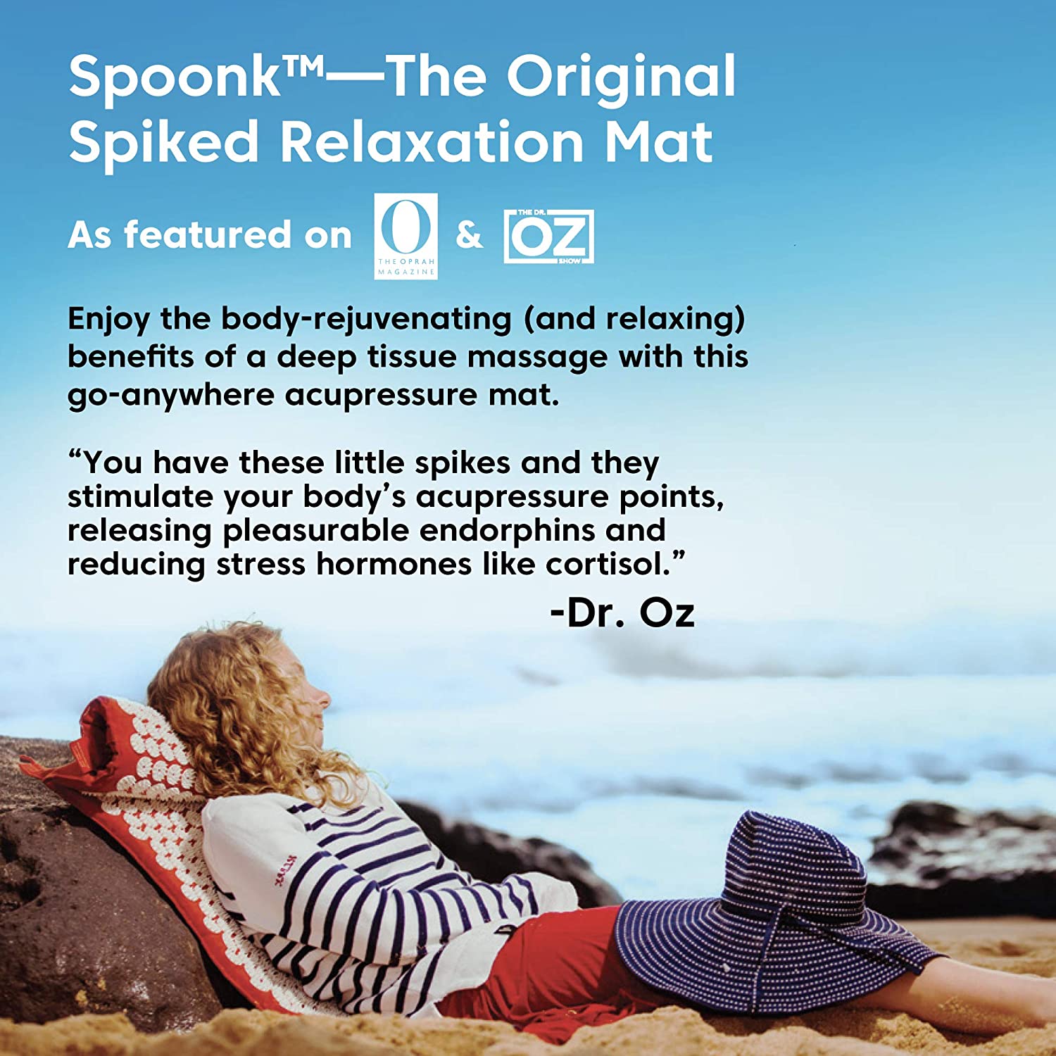 Spoonk Acupressure Eco Mat, Navy Blue - With Massage Ball, Travel Mat & Sling Bag - Back & Neck Mass