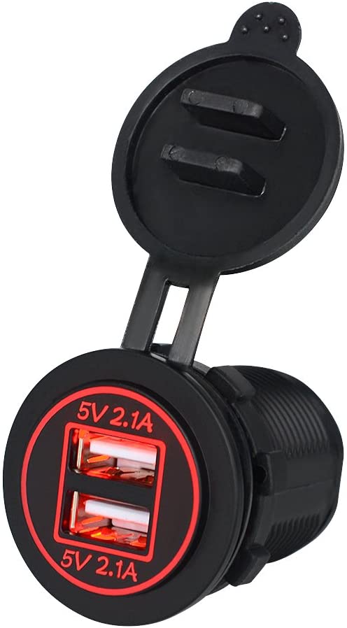Motorcycle Charger Waterproof Car Dual USB Charger 5V 4.2A Power Outlet for 12 24V Car Motorcycle Wi