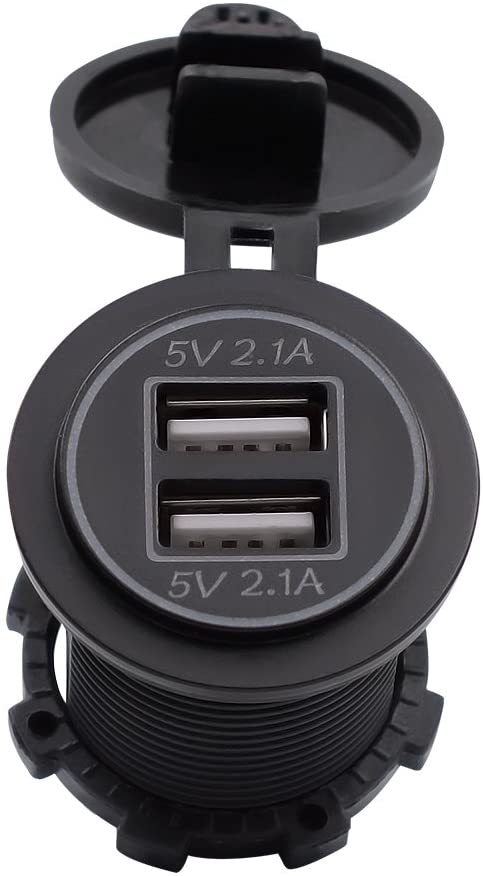 Motorcycle Charger Waterproof Car Dual USB Charger 5V 4.2A Power Outlet for 12 24V Car Motorcycle Wi