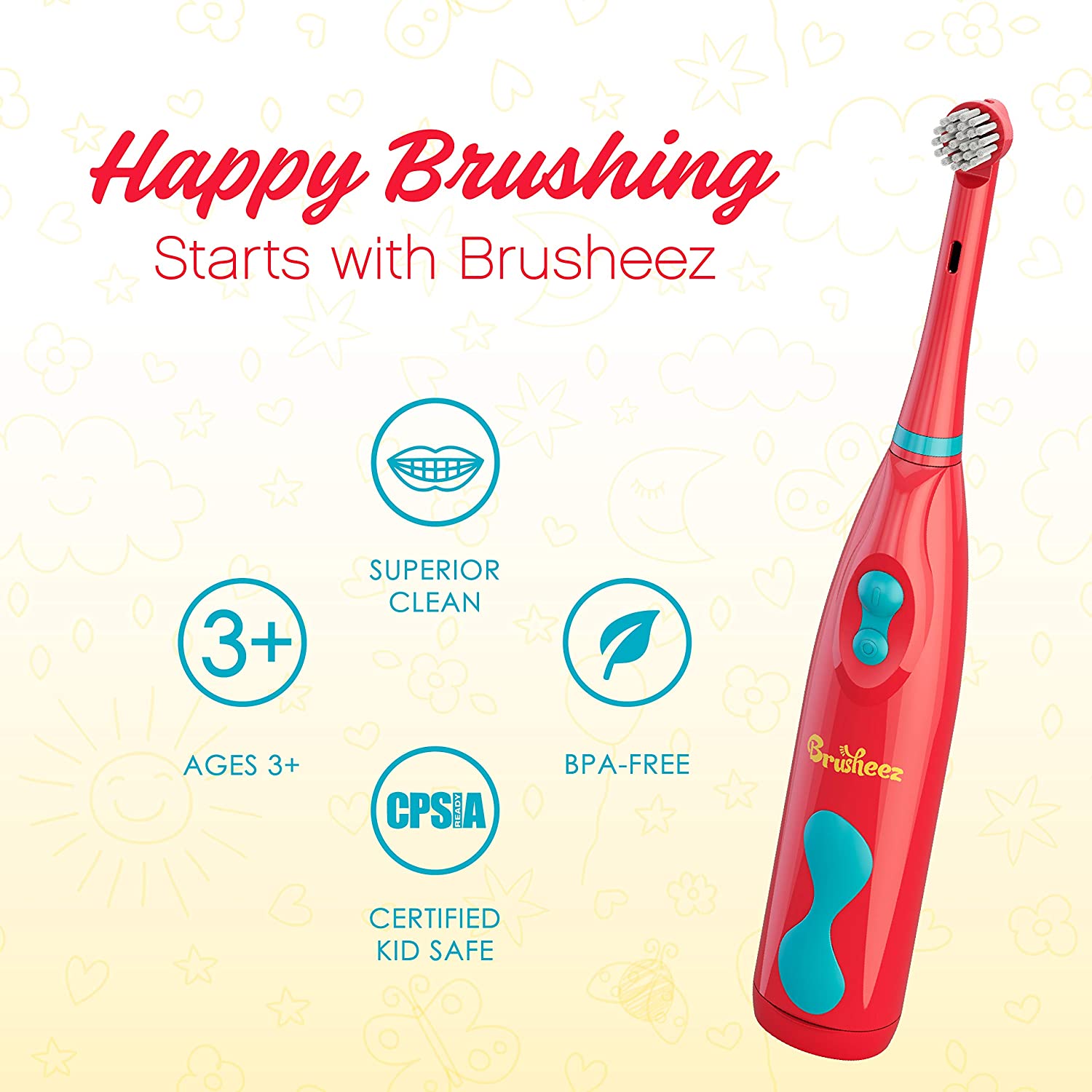 Brusheez® Kids Electric Toothbrush Set (Carnivore Edition) Battery Operated, Soft Bristles