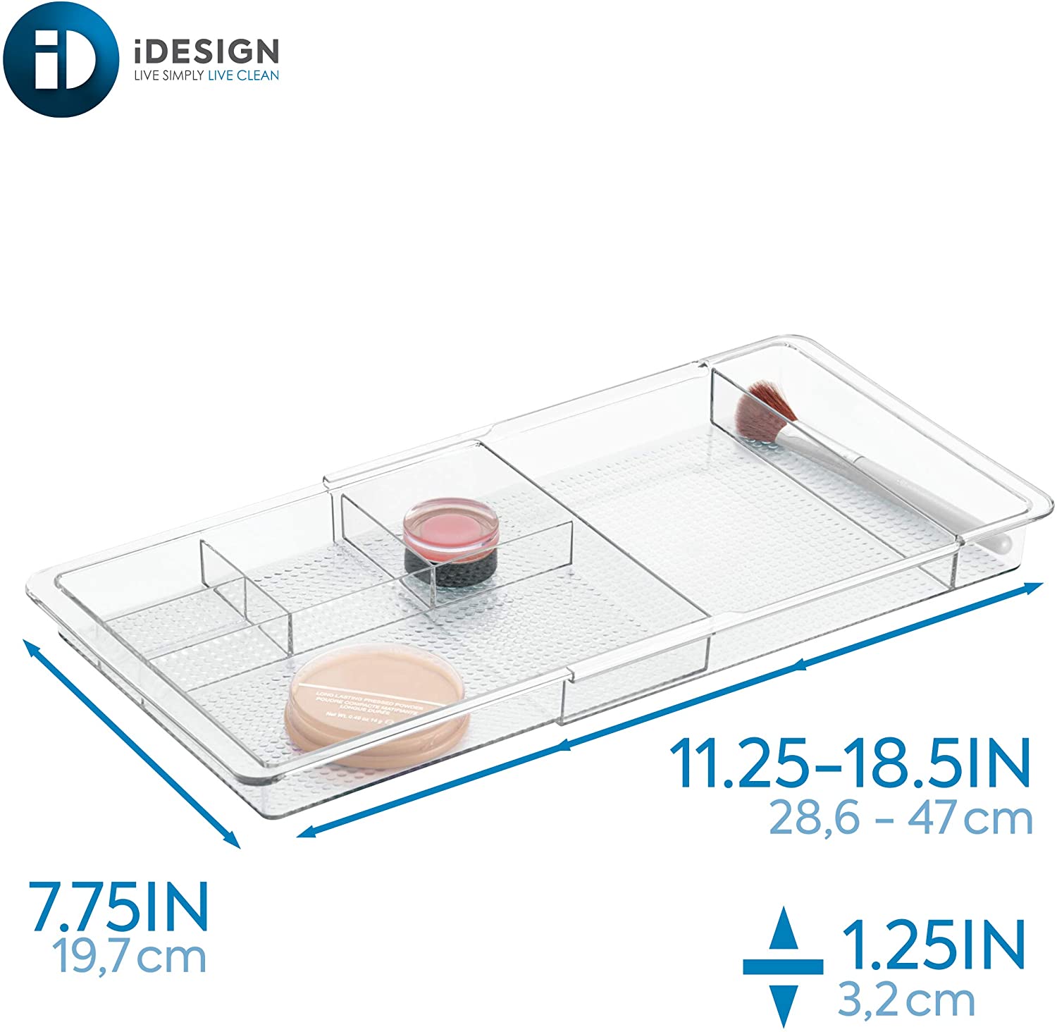 iDesign Clarity Plastic Expandable Drawer Organize for Vanity, Bathroom, Kitchen, Desk, Expands up t