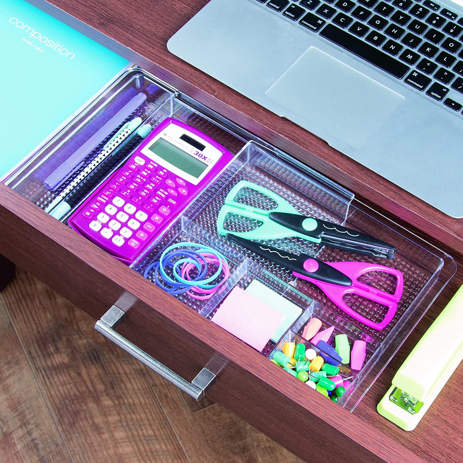 iDesign Clarity Plastic Expandable Drawer Organize for Vanity, Bathroom, Kitchen, Desk, Expands up t