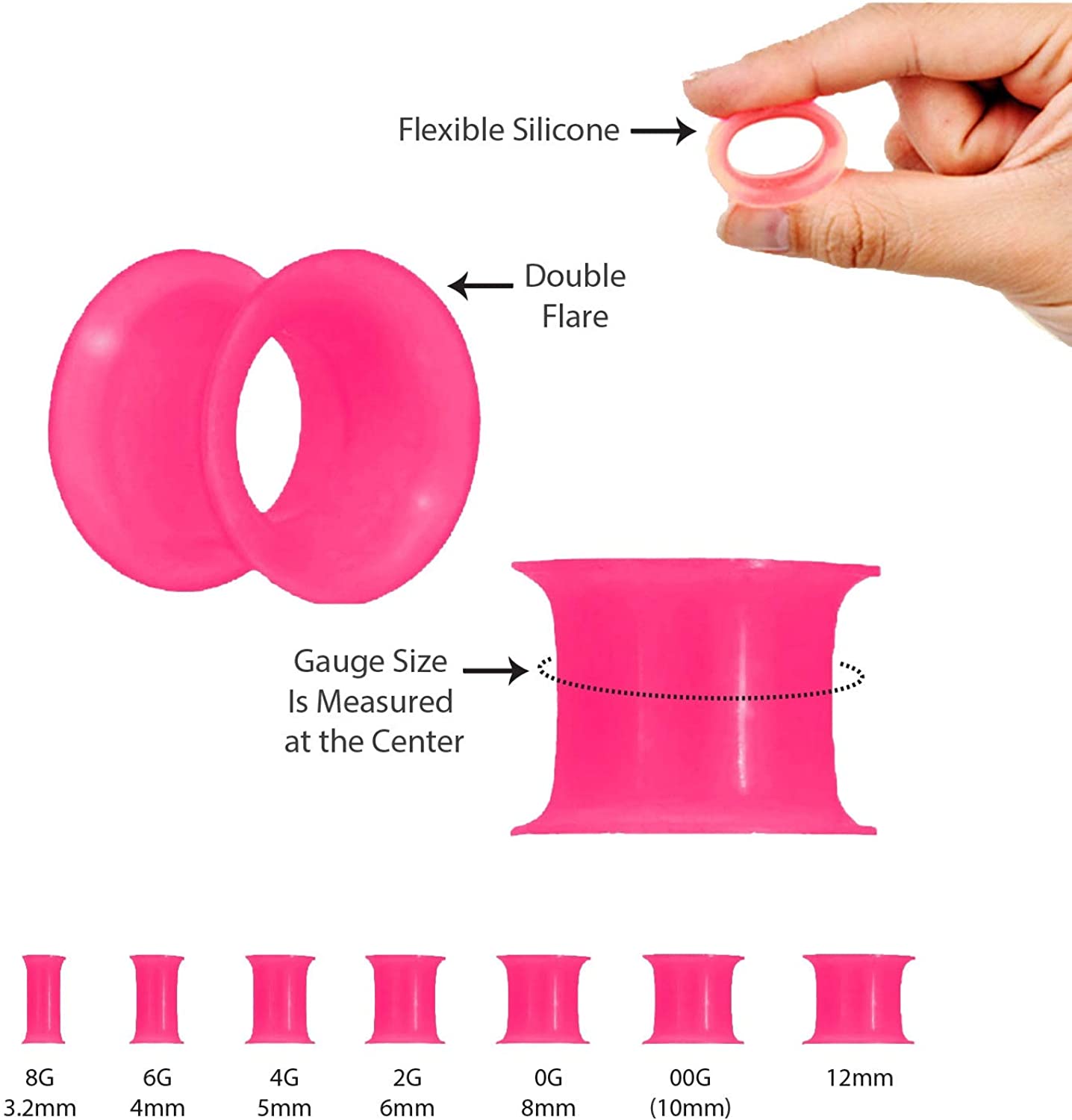 BodyJ4You 50PC Gauges Kit Ear Stretching Aftercare Jojoba Oil Wax 14G-12MM Tunnel Plug Taper Set