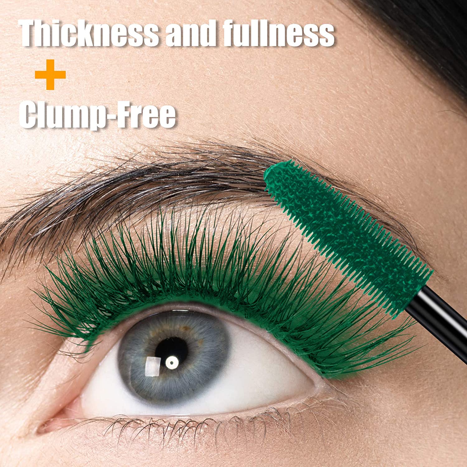 4D Silk Fiber Lash Mascara Waterproof Green with Folding Eyelash Comb Brush - Lengthening, Volumizin