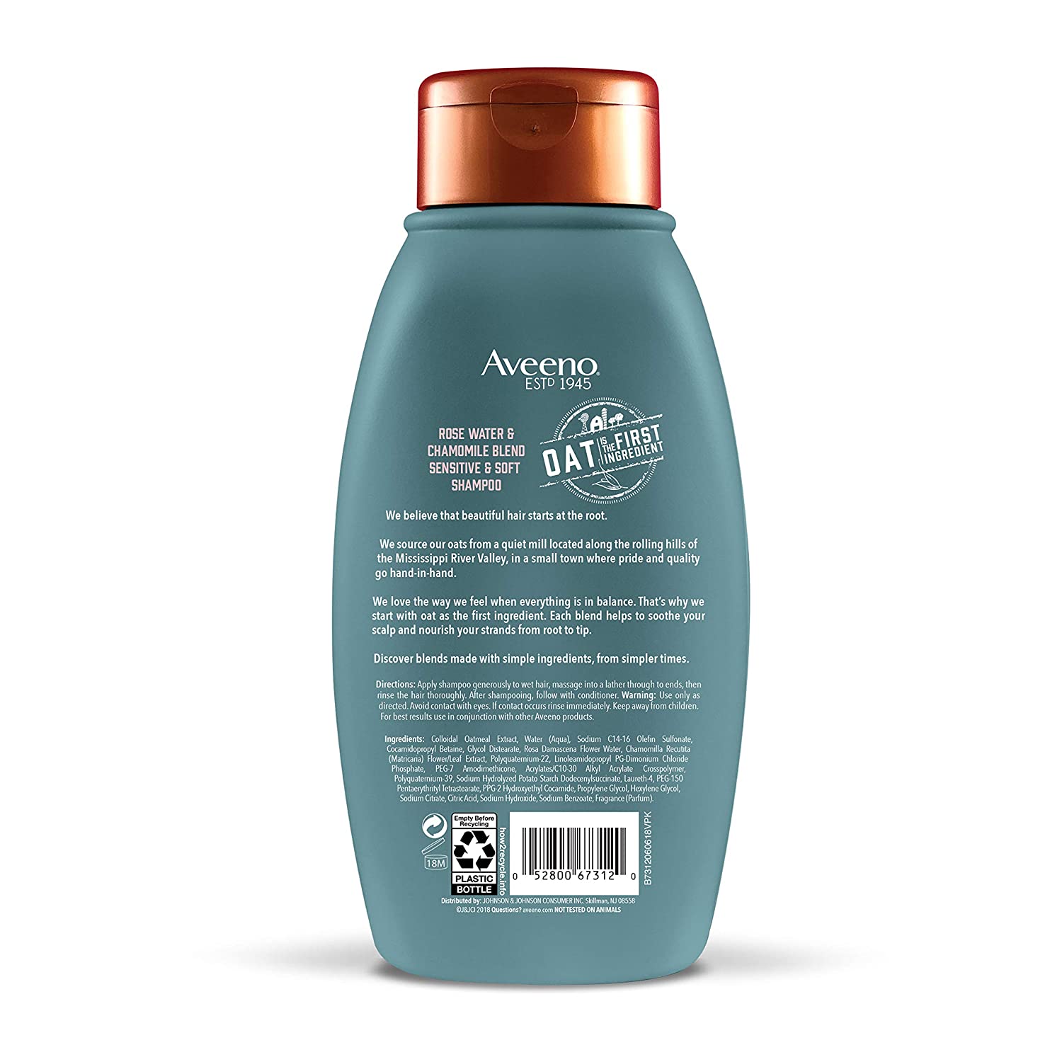 Aveeno Rose Water & Chamomile Blend Sulfate-Free Shampoo with Colloidal Oat for Dry & Sensitive Scal
